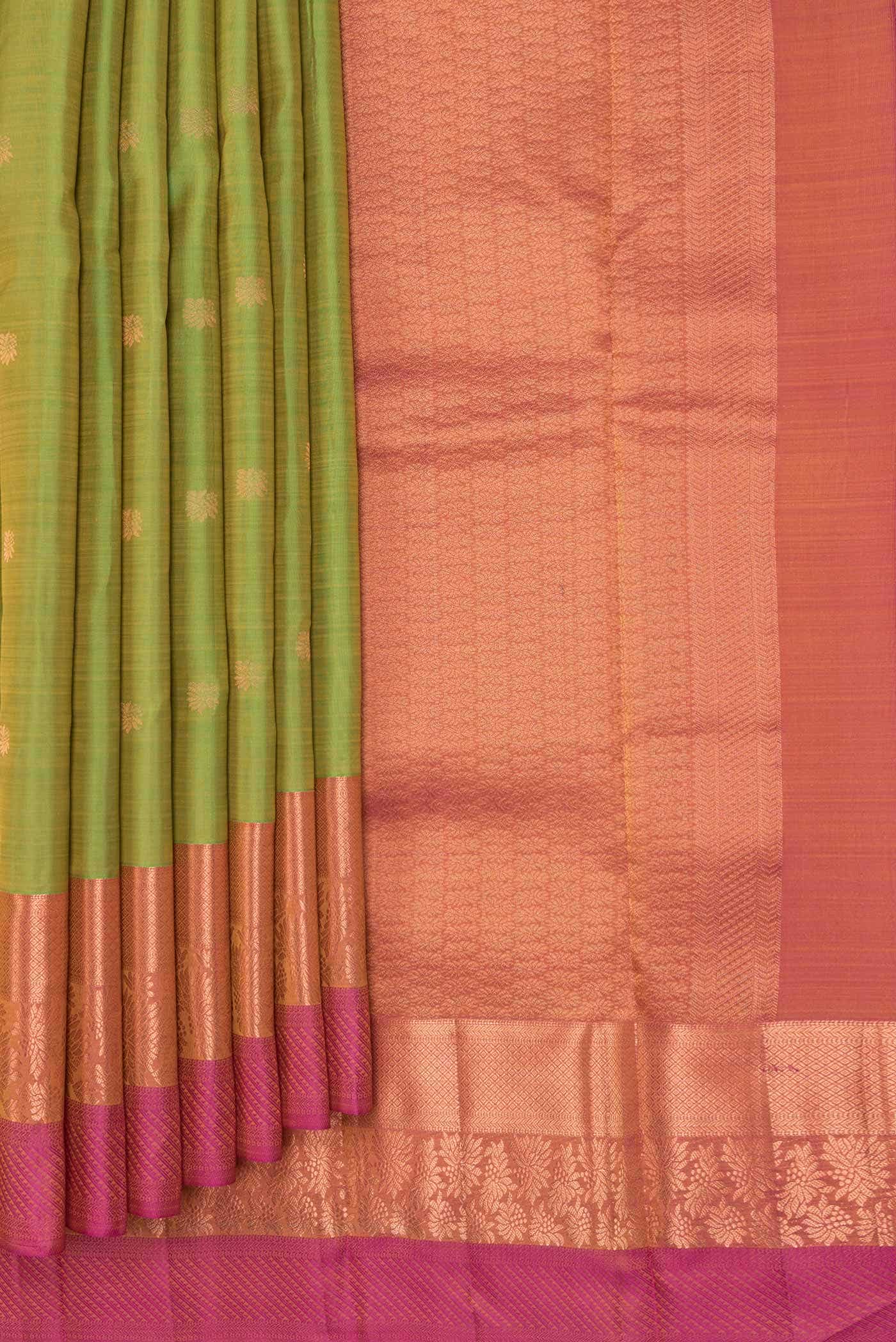 Parrot Green Dual Tone Kanchipuram Silk Saree