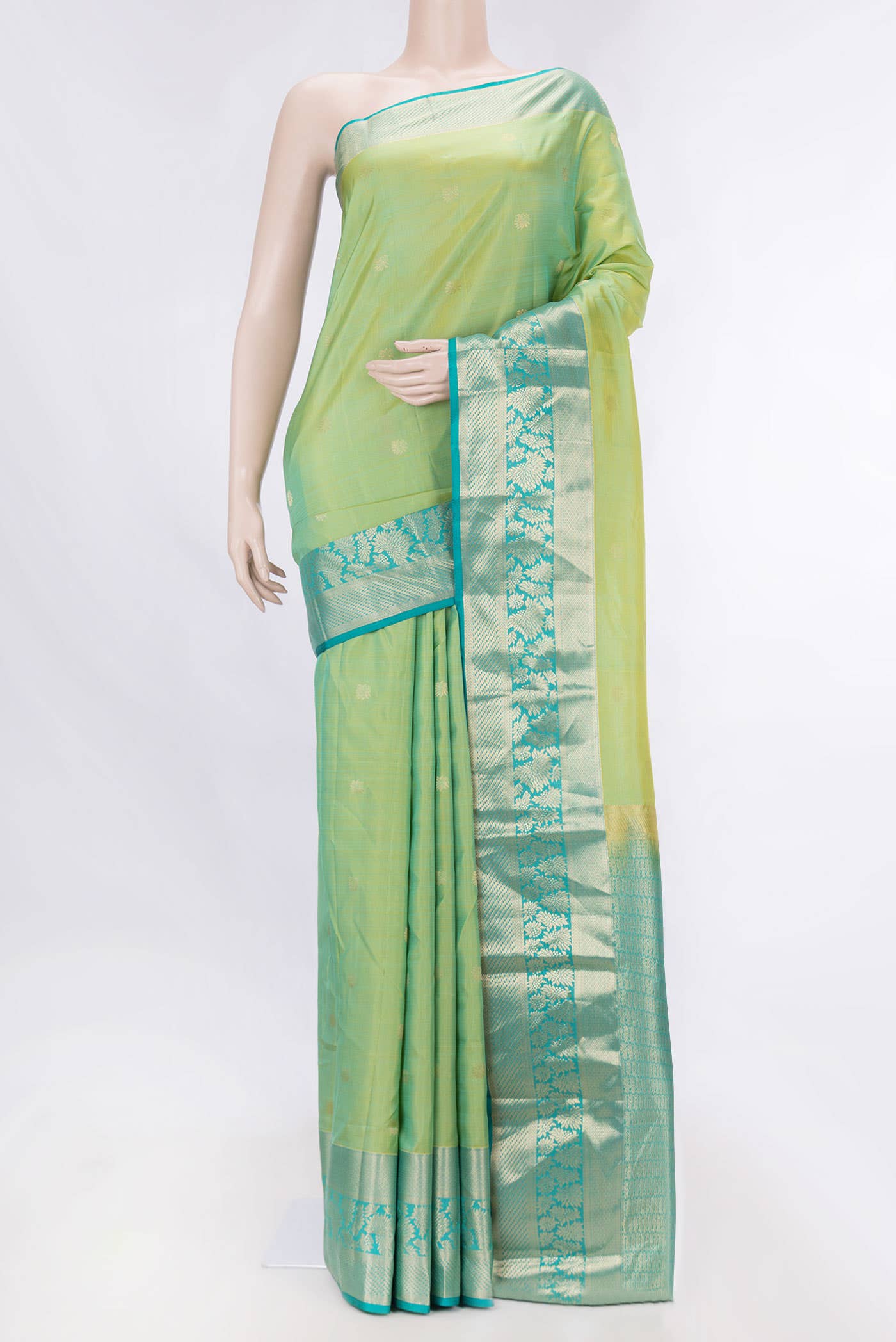 Light Green Dual Tone Kanchipuram Silk Saree