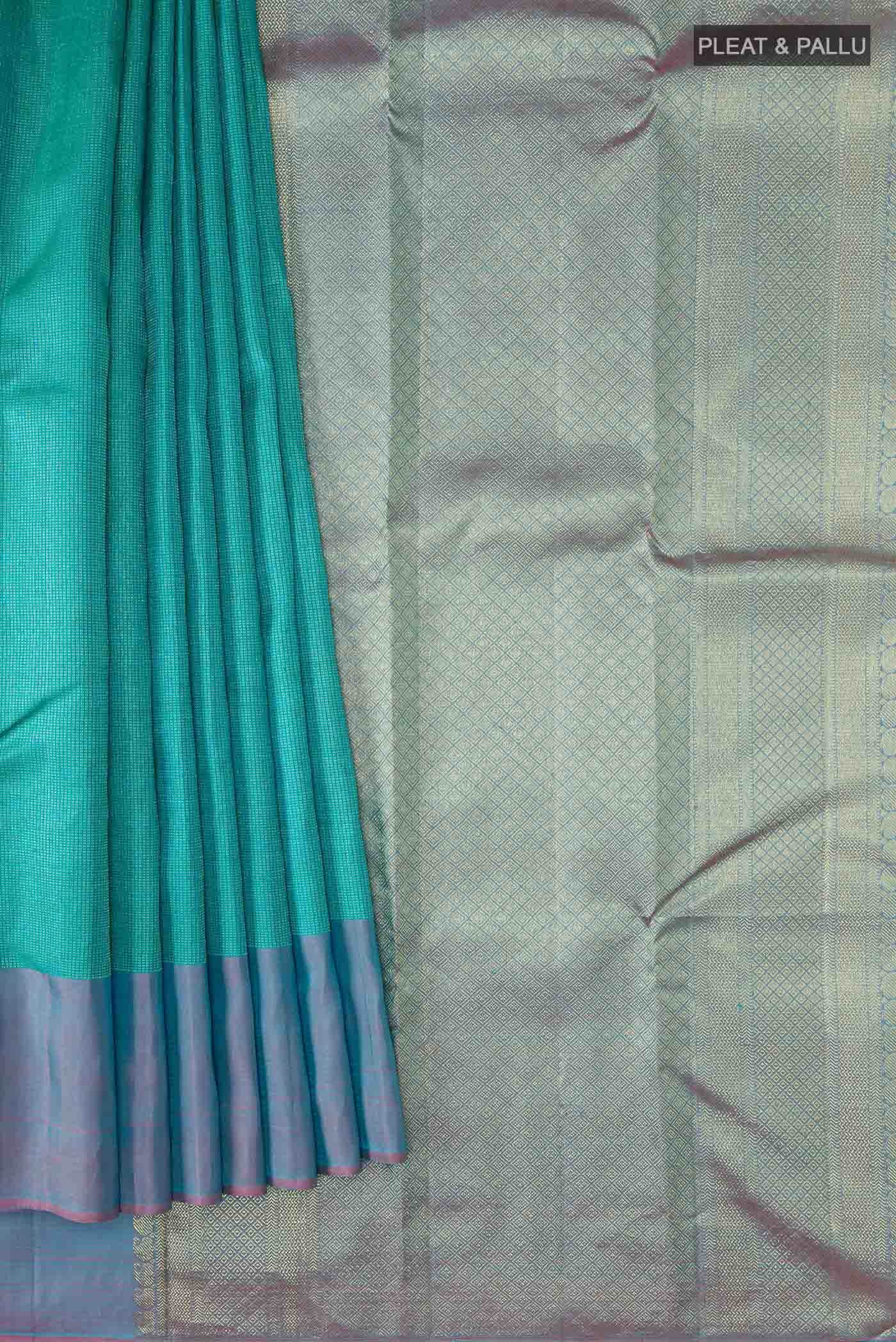 Turquoise Kanchipuram Silk Saree