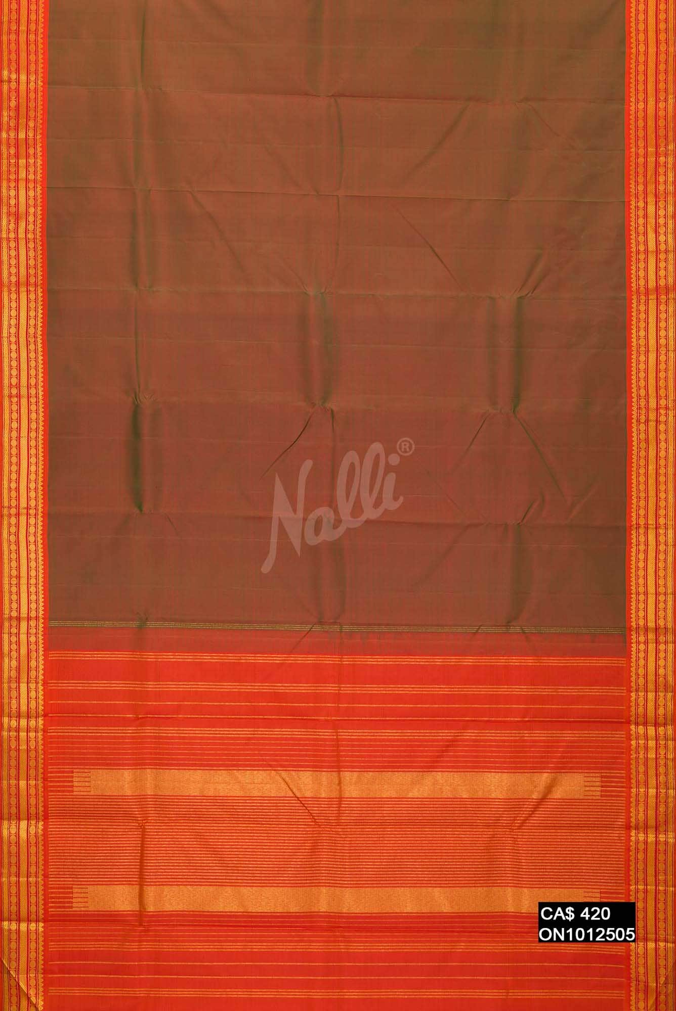 Green With Orange Dual Tone Kanchipuram Silk Saree