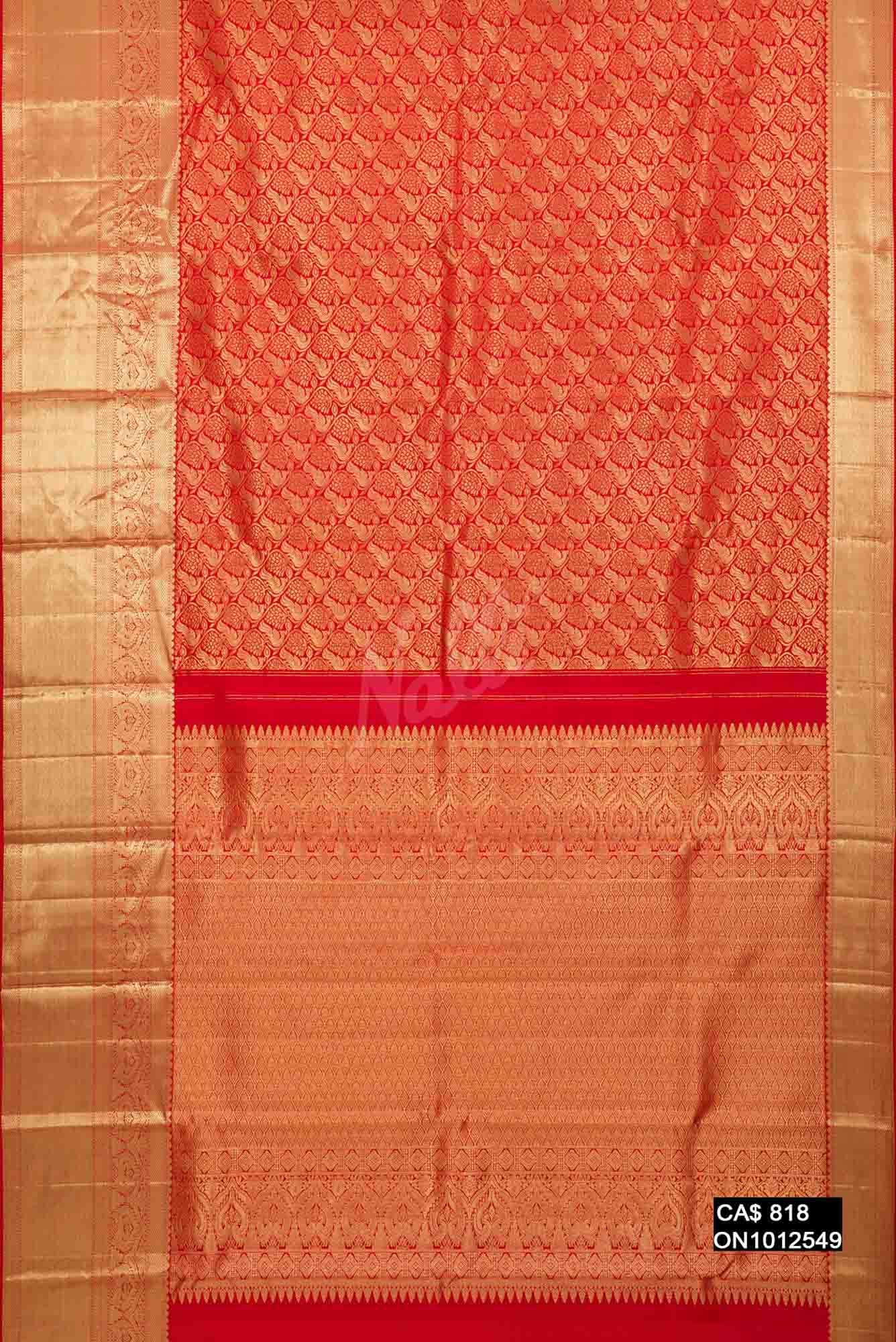 Green With Orange Dual Tone Kanchipuram Silk Saree
