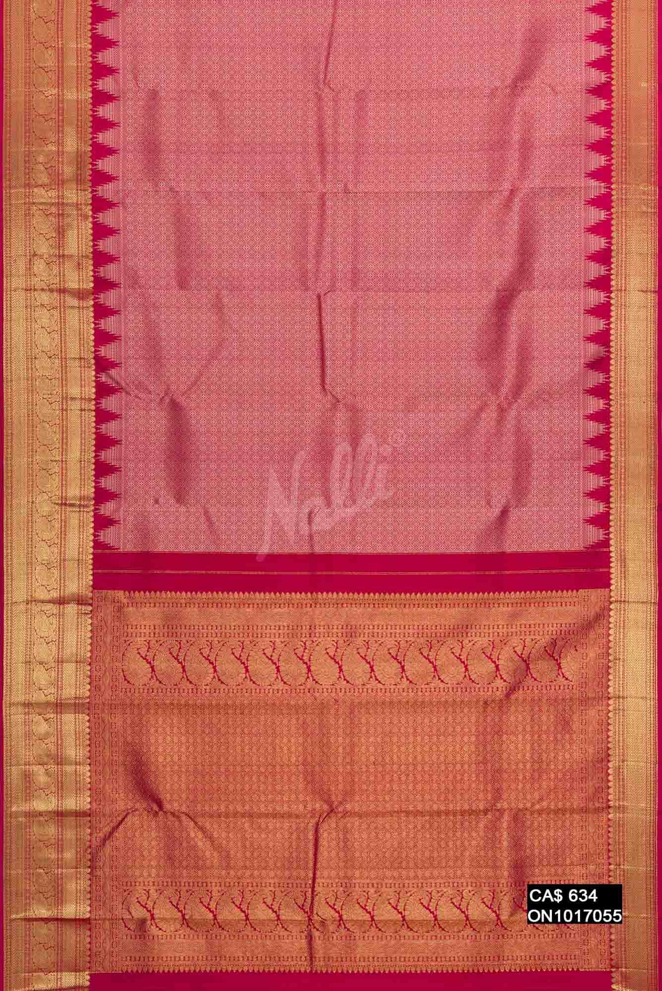 Pink with Red Dual Tone Kanchipuram Silk Saree
