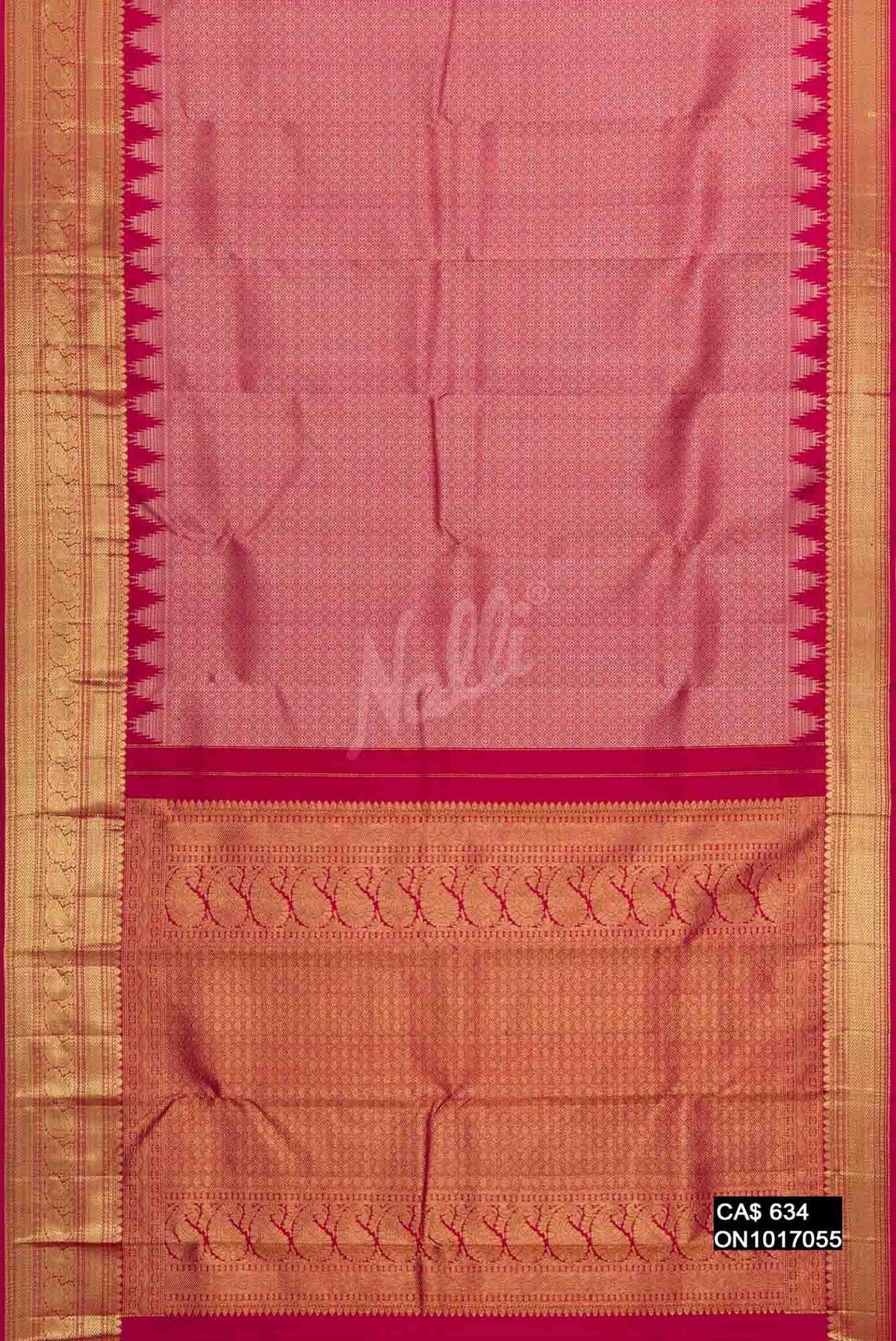 Pink with Red Dual Tone Kanchipuram Silk Saree