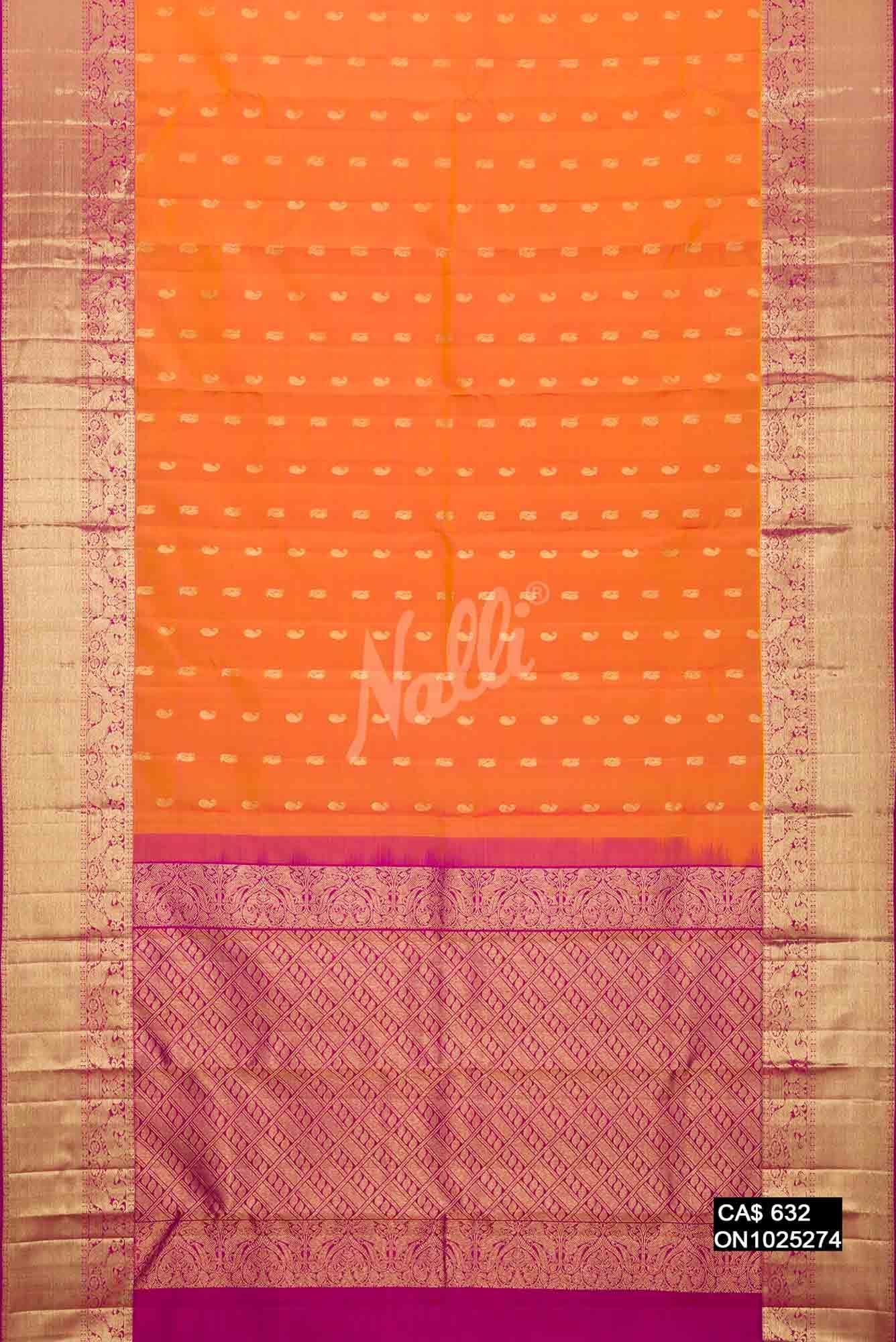 Orange Kanchipuram Silk Saree