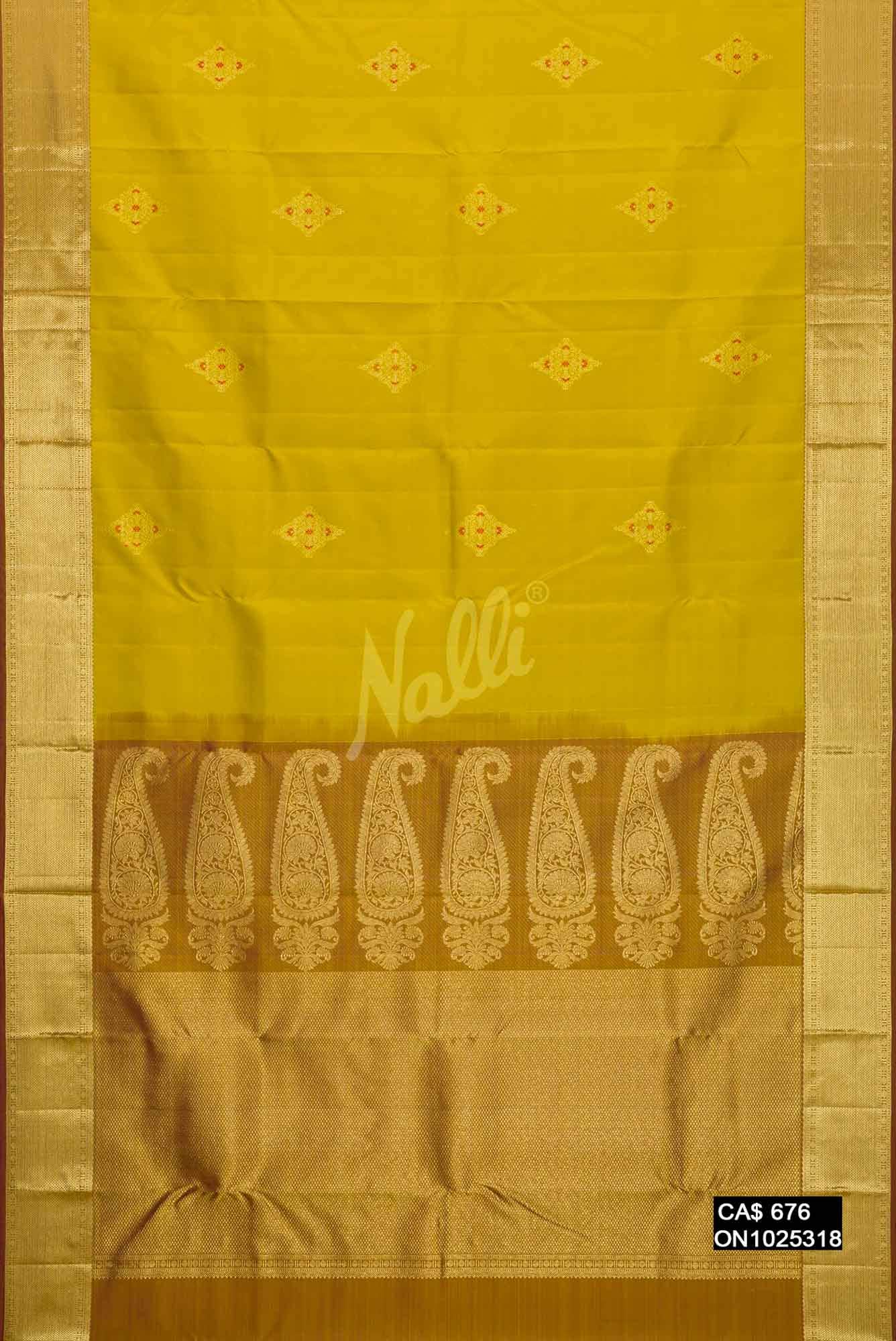 Mustard Kanchipuram Silk Saree