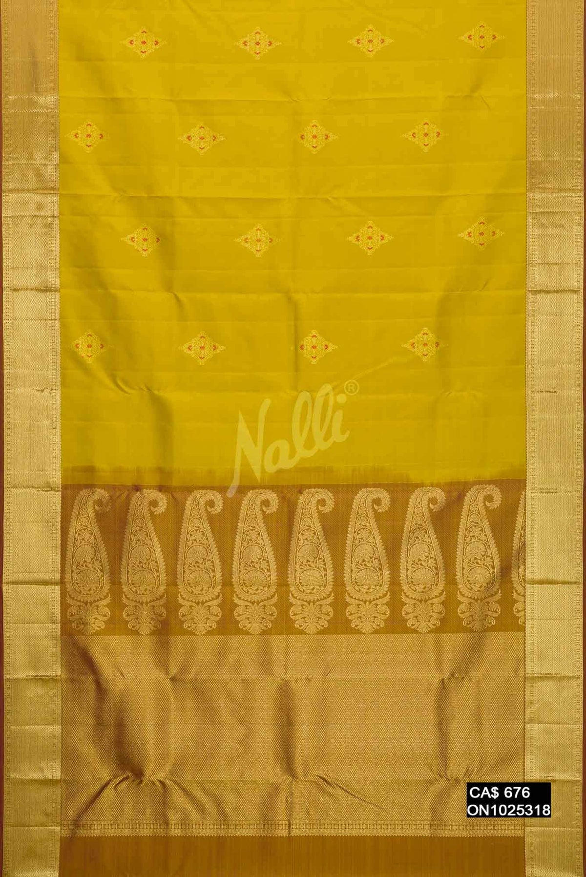 Mustard Kanchipuram Silk Saree