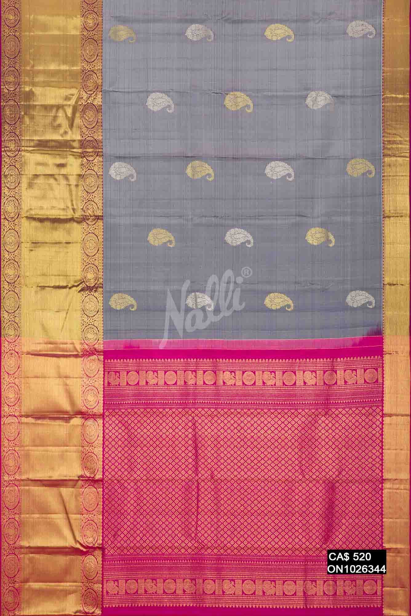 Grey Kanchipuram Silk Saree