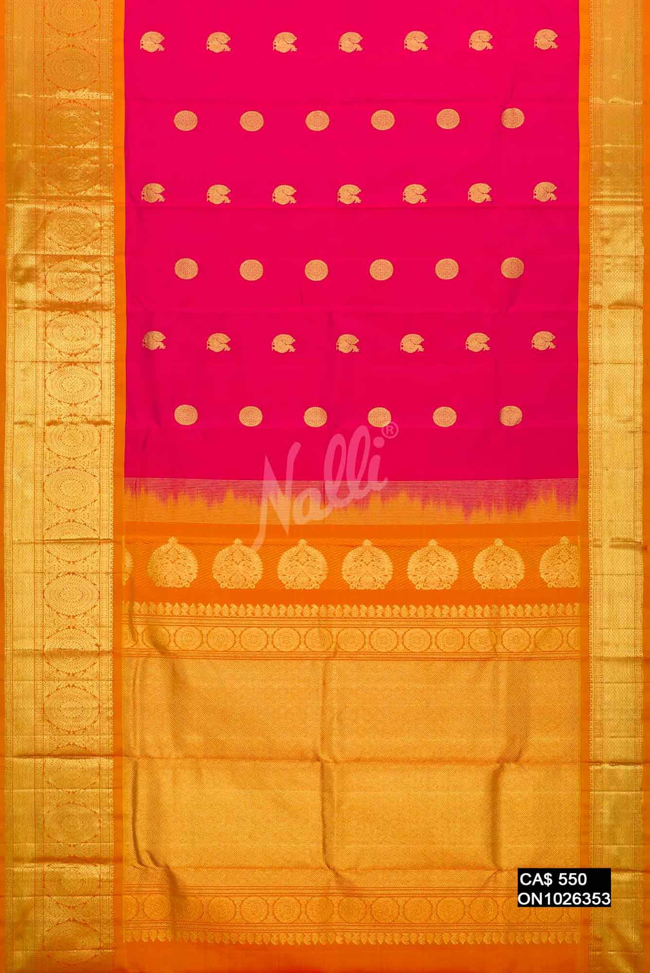 Dark Pink Kanchipuram Silk Saree