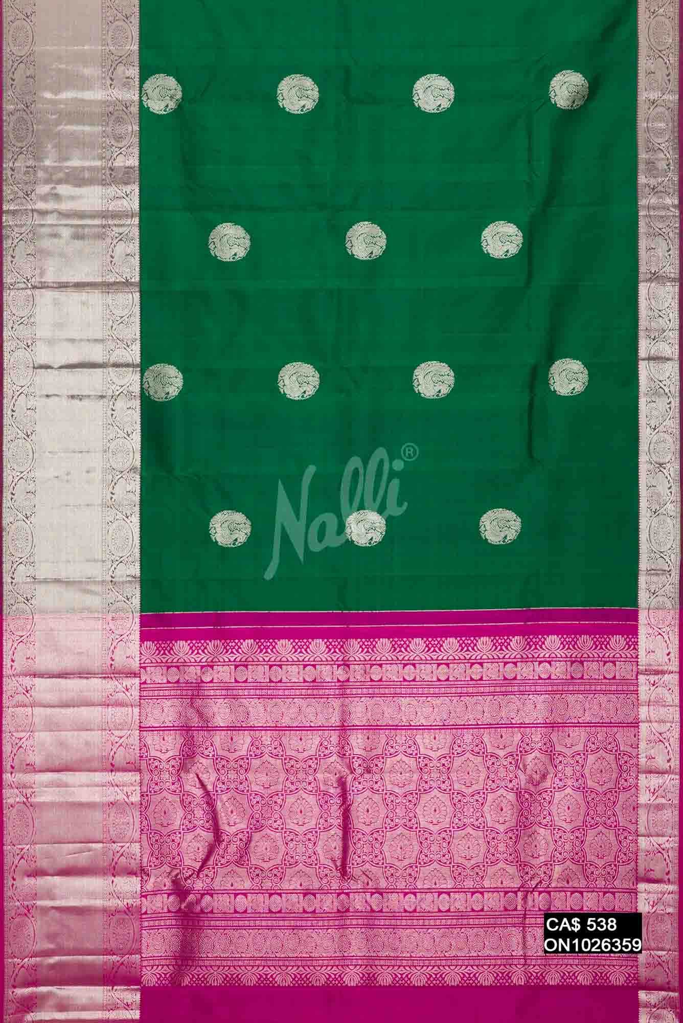 Bottle Green Kanchipuram Silk Saree