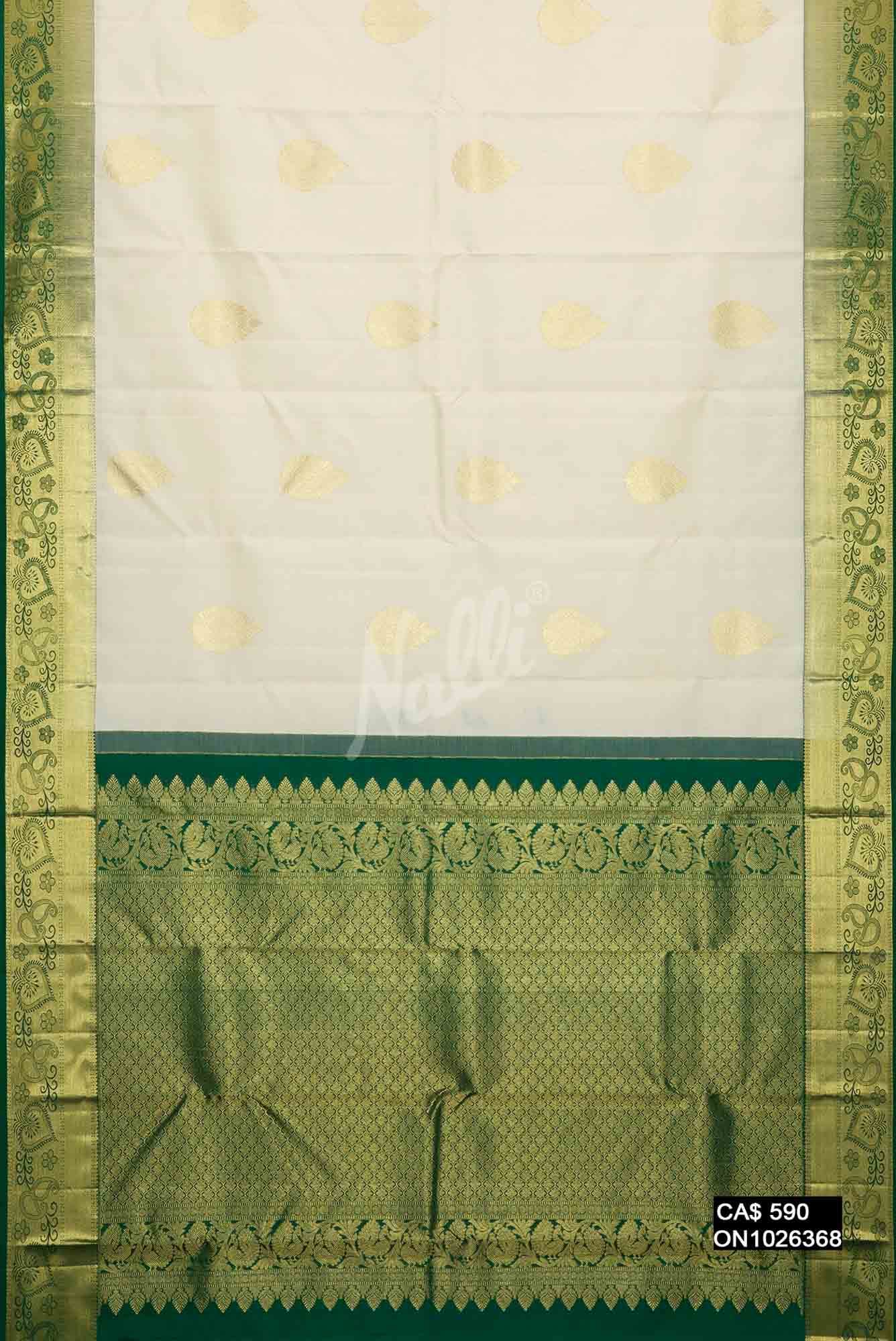 White Kanchipuram Silk Saree