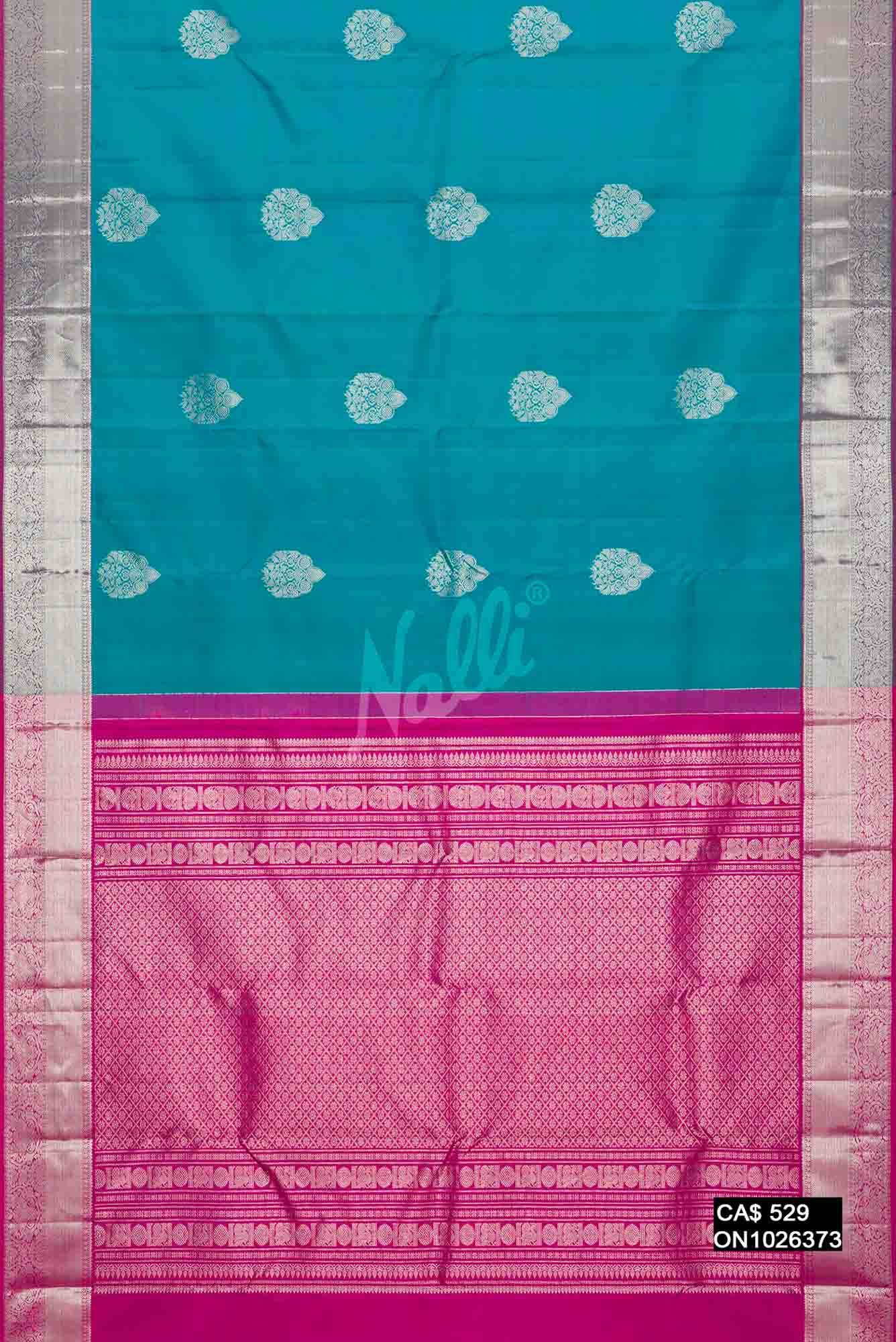 Sky Blue Kanchipuram Silk Saree