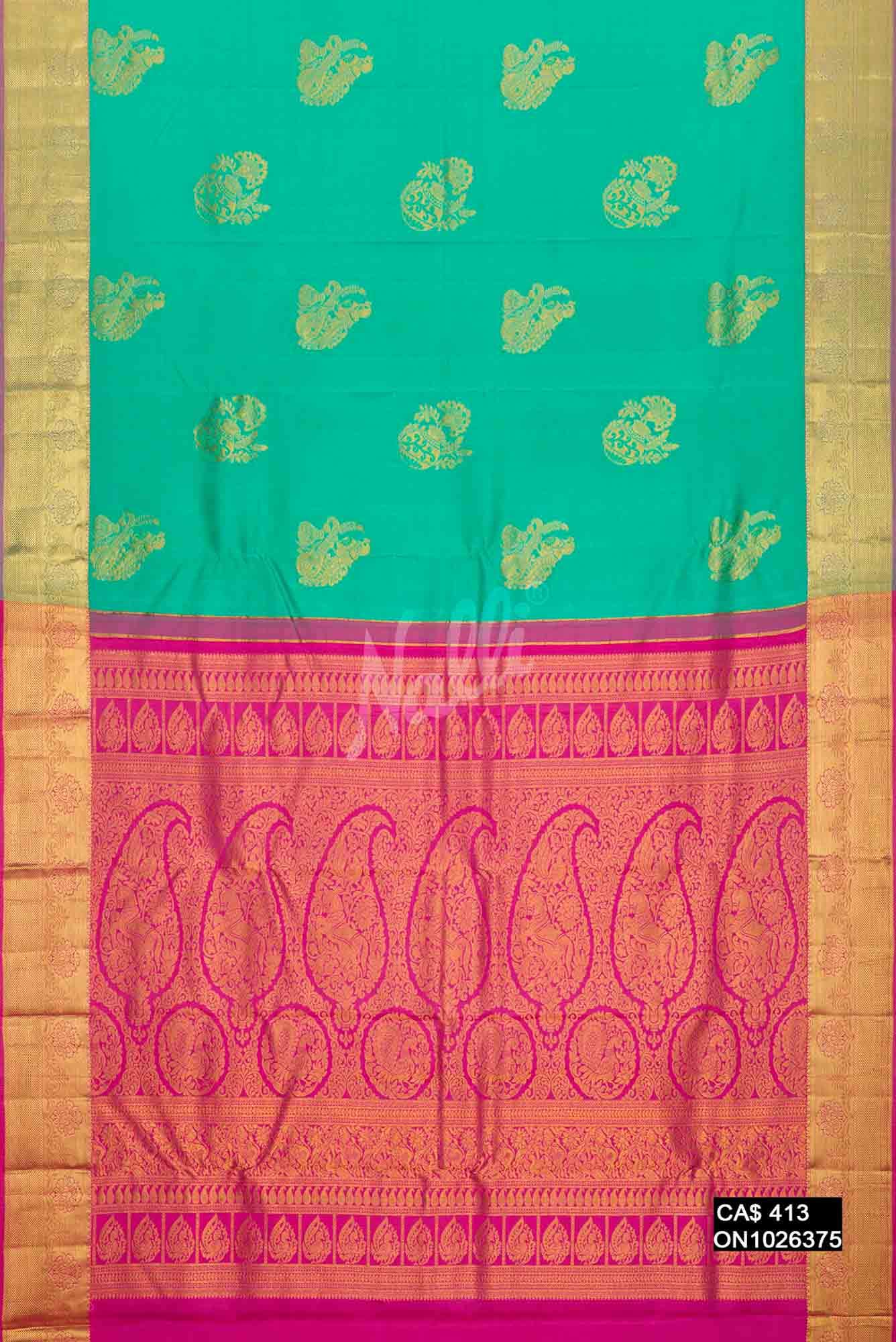 Sea Green Kanchipuram Silk Saree