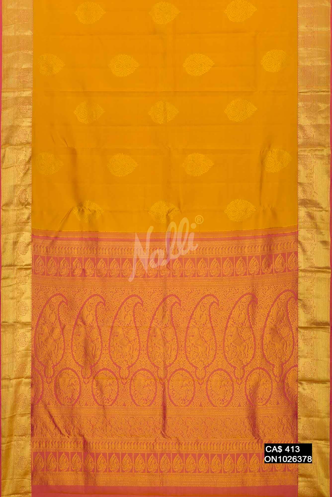 Yellow Kanchipuram Silk Saree