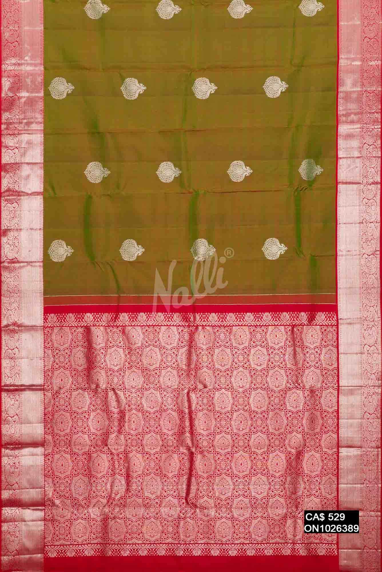 Mehandi Green Kanchipuram Silk Saree