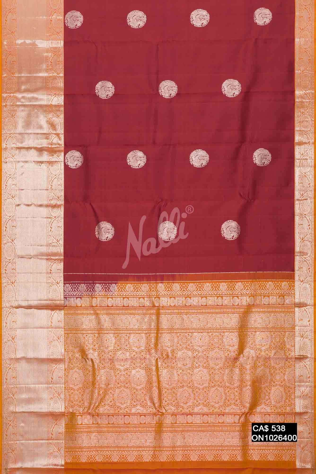 Maroon Kanchipuram Silk Saree