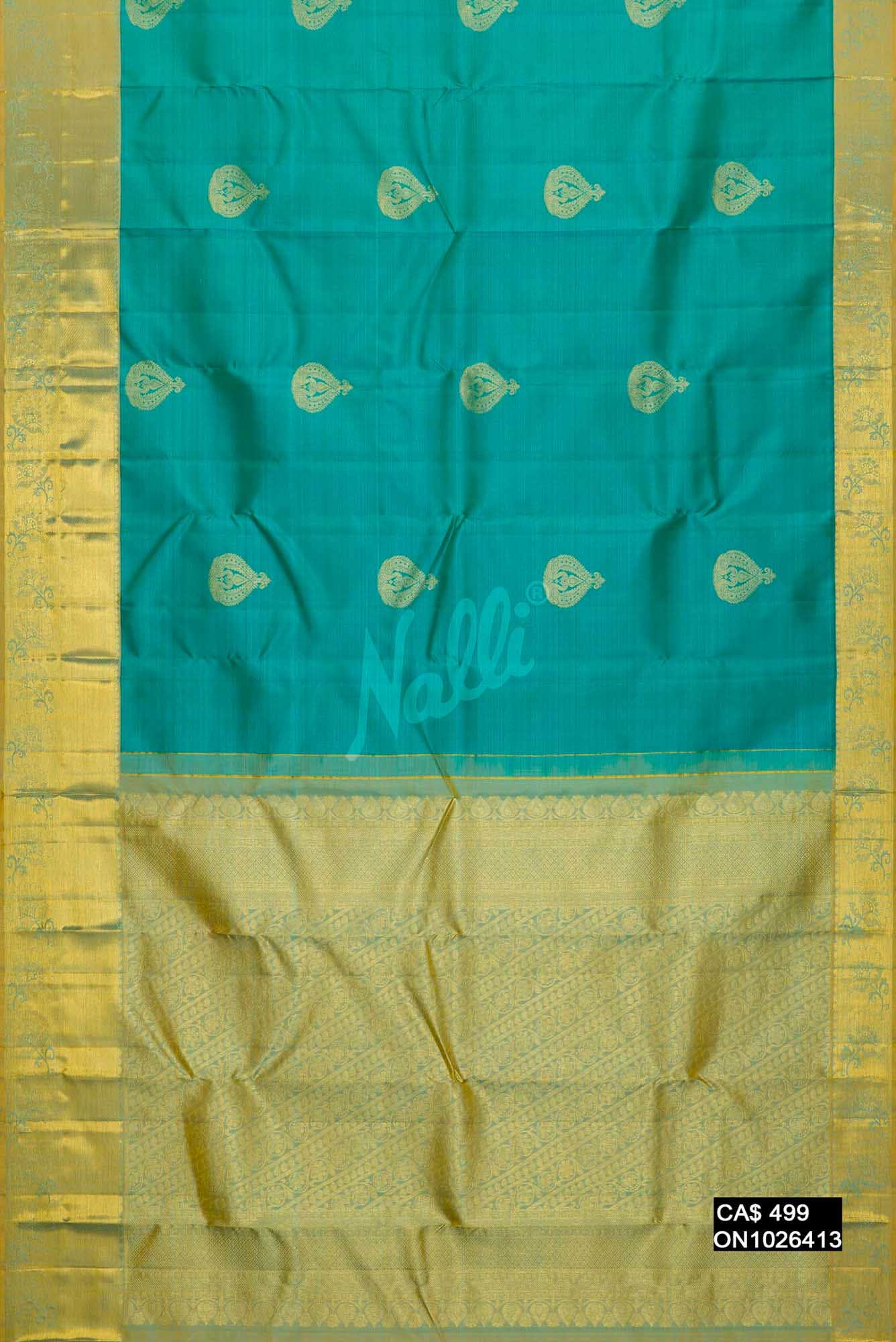 Peacock Blue Kanchipuram Silk Saree
