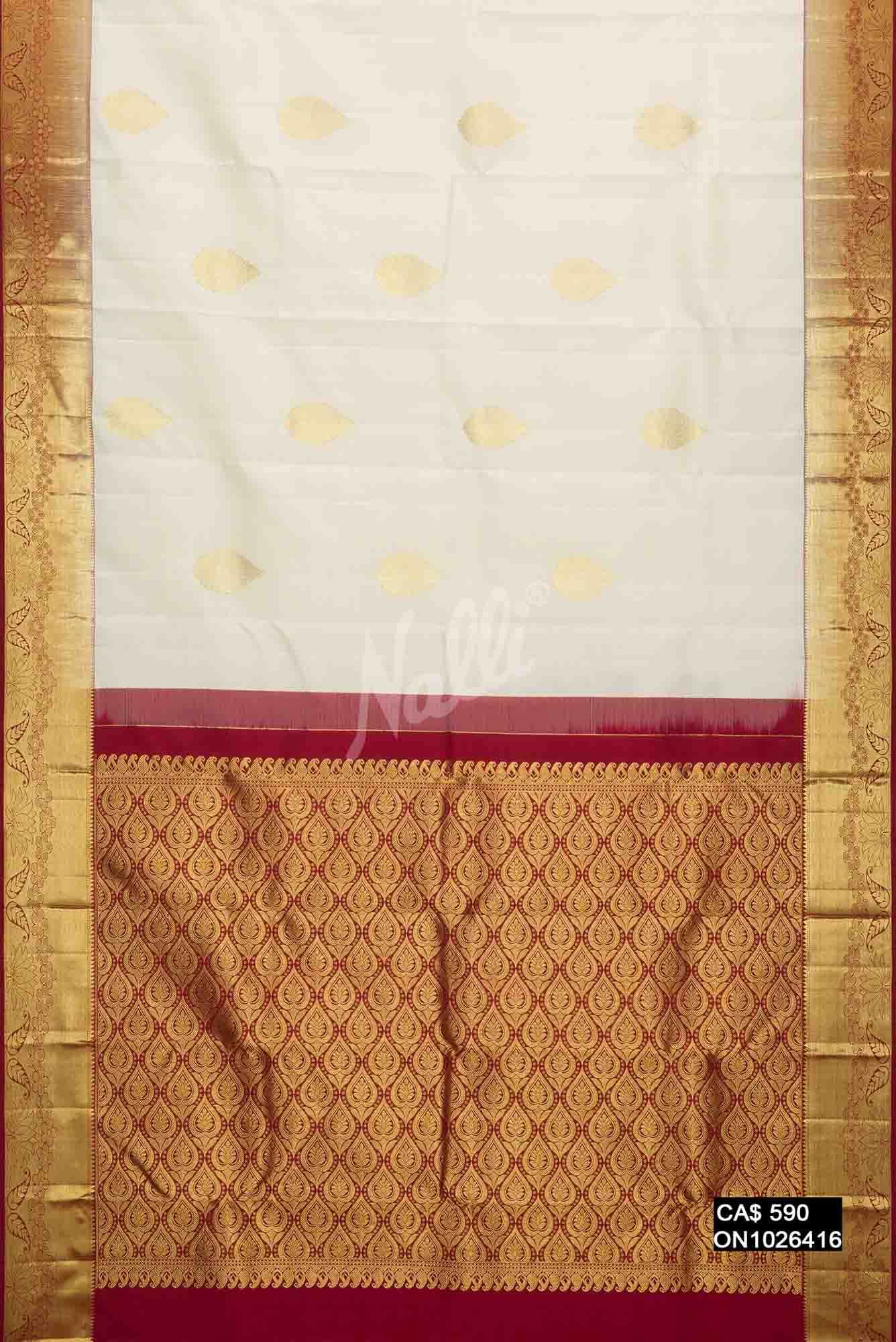 White Kanchipuram Silk Saree