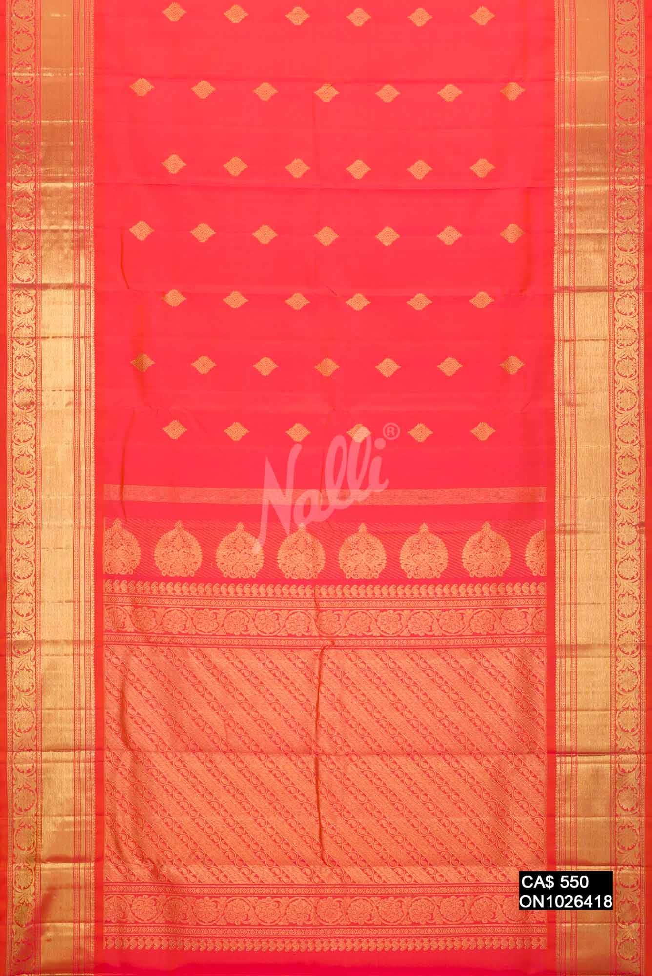 Orange Kanchipuram Silk Saree