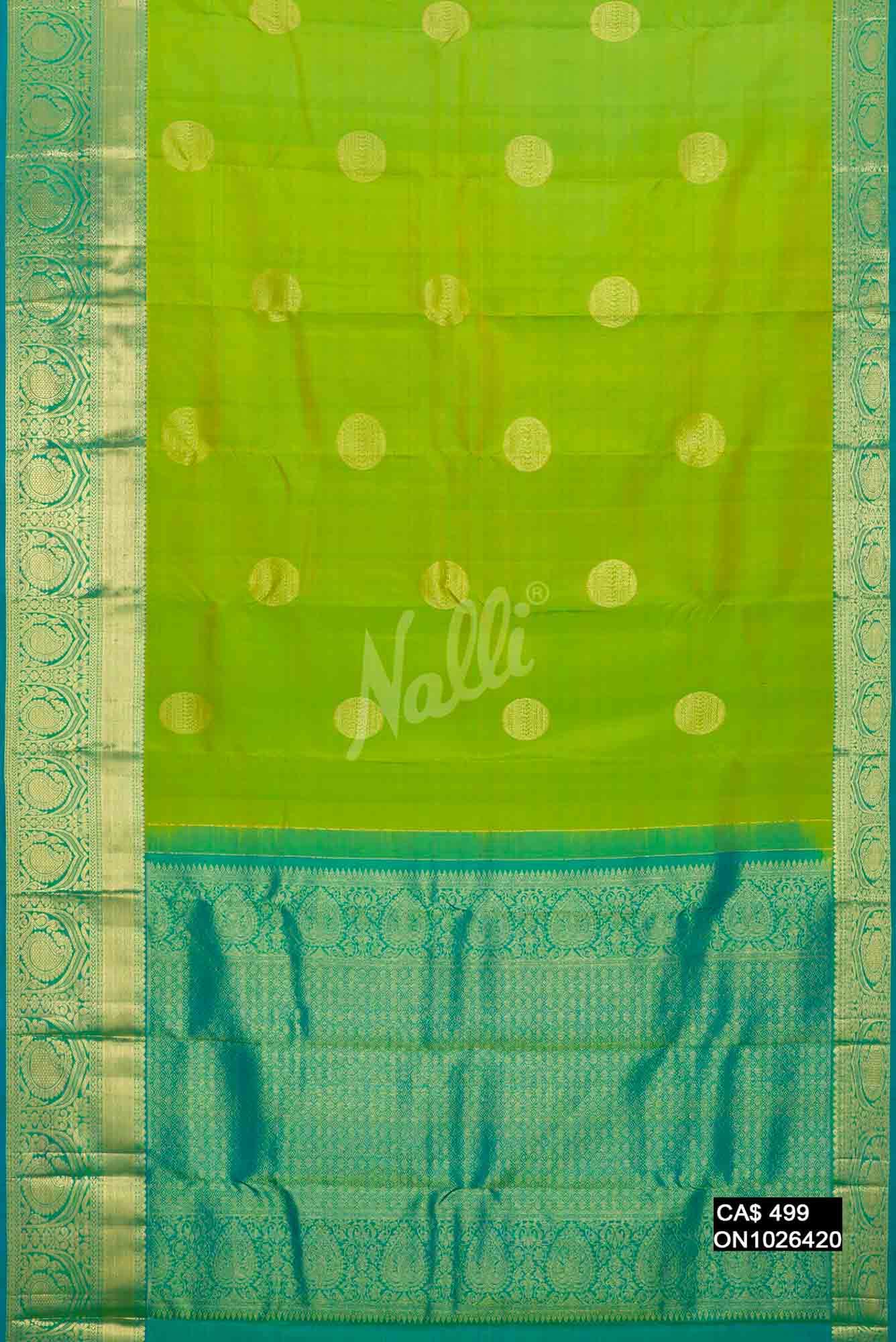 Parrot Green Kanchipuram Silk Saree