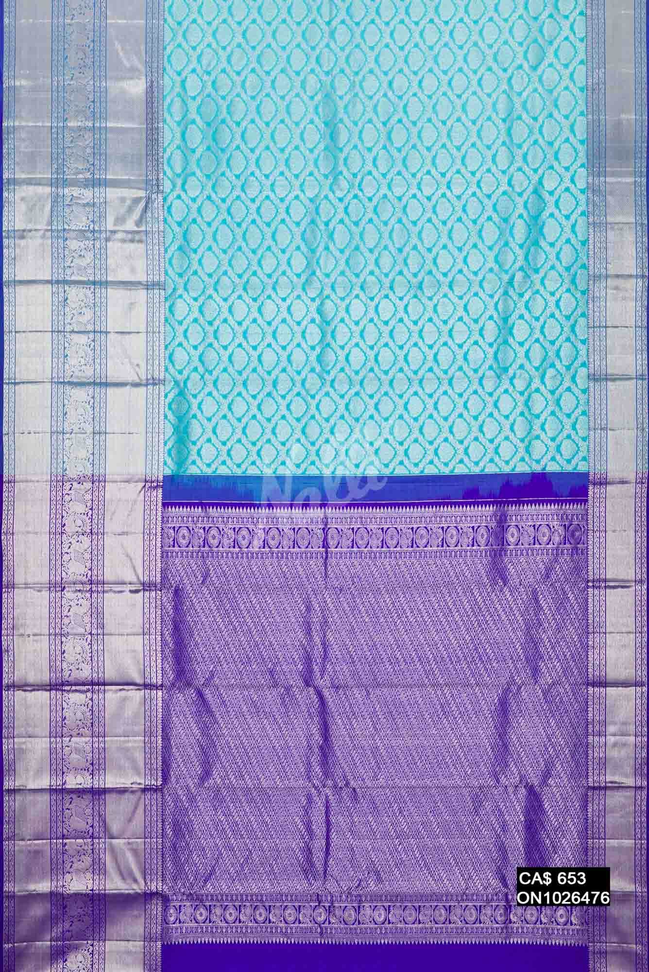Sky Blue Kanchipuram Silk Saree