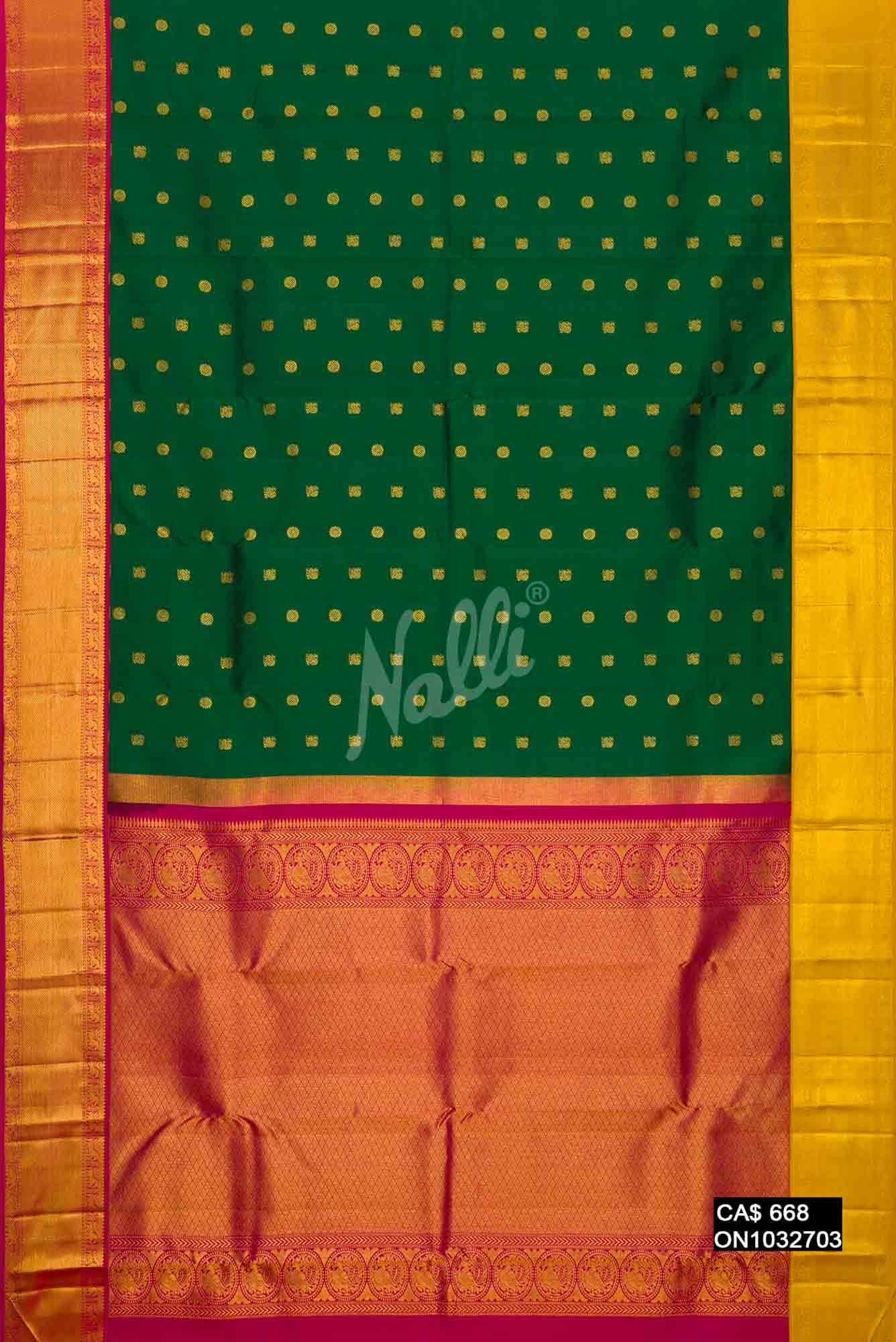 Bottle Green Kanchipuram Silk Saree
