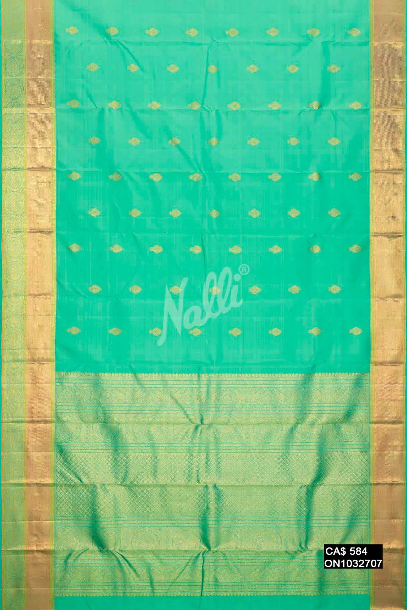 Sea Green Kanchipuram Silk Saree