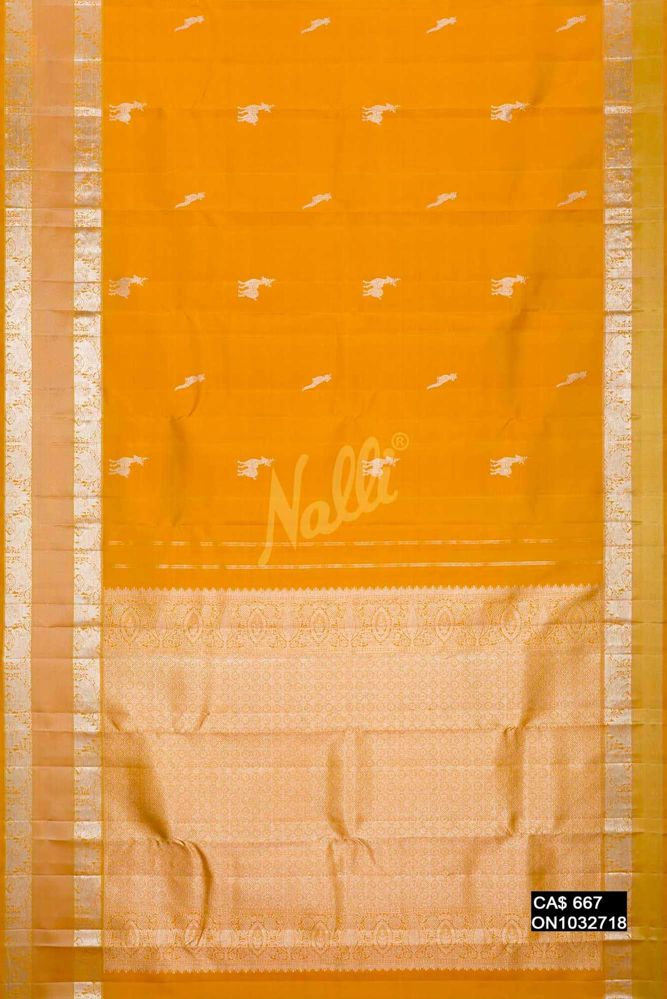 Mustard Kanchipuram Silk Saree