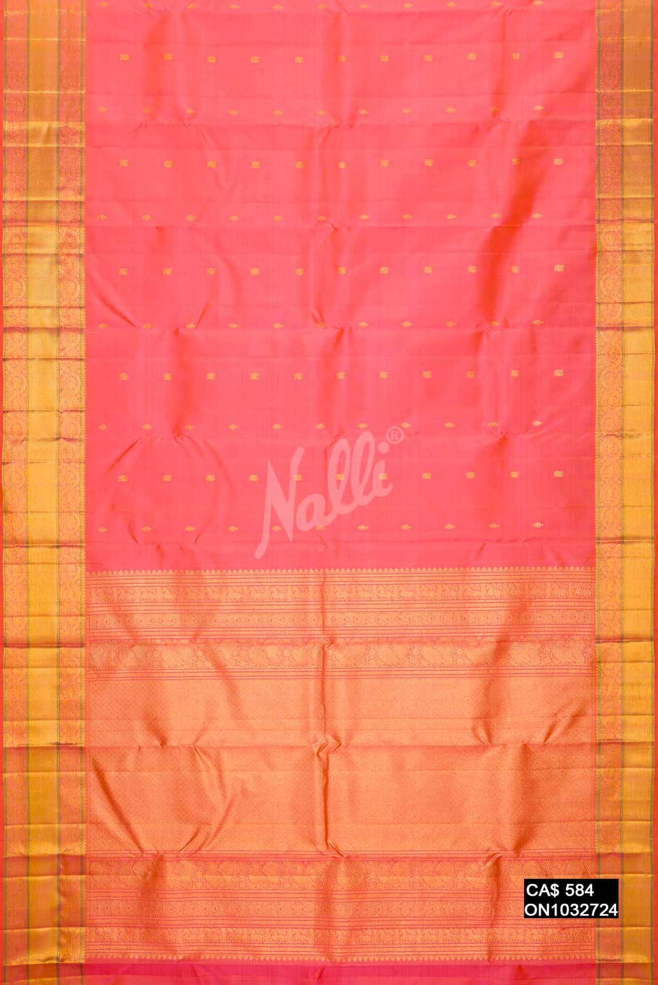 Peach Kanchipuram Silk Saree