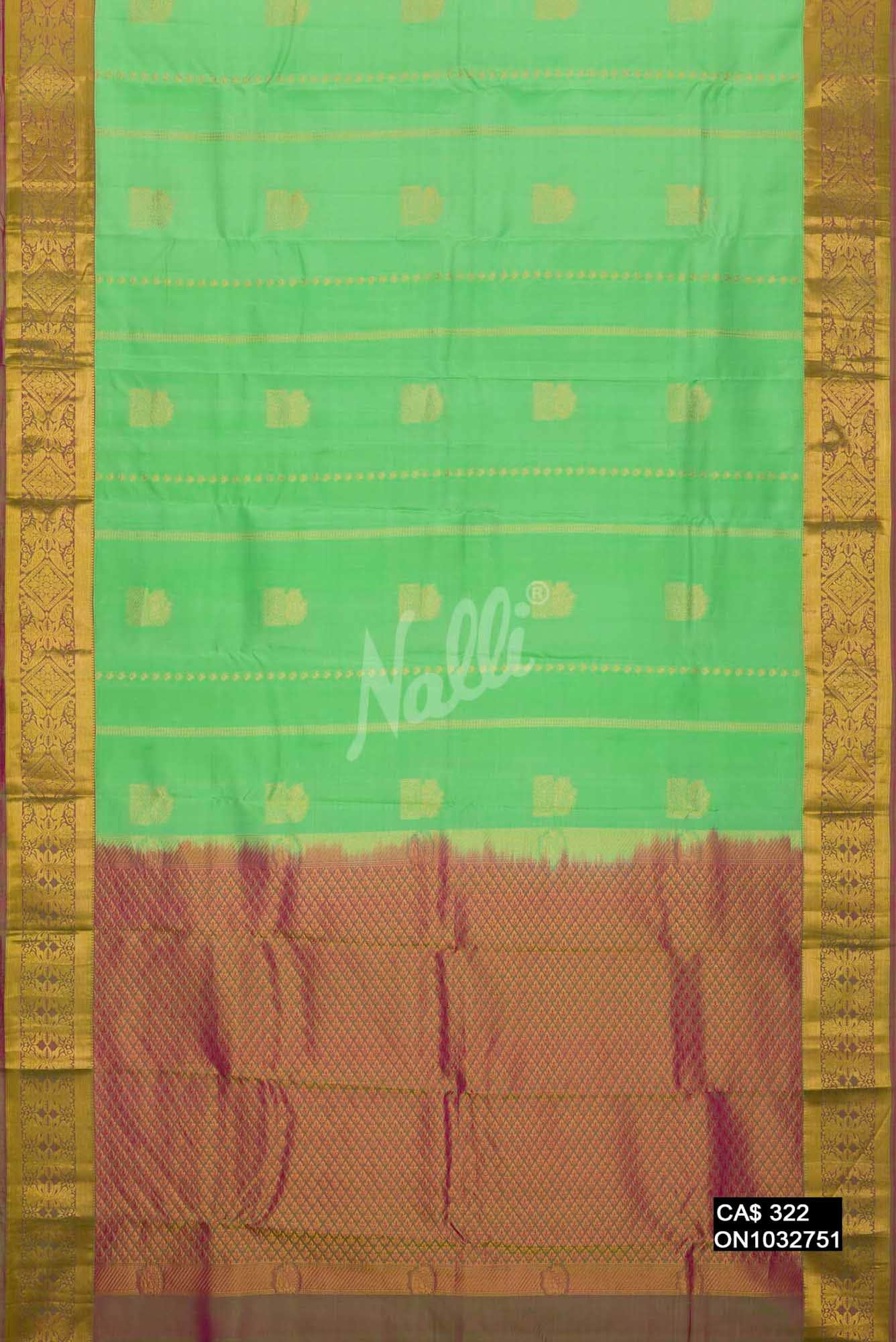 Sea Green Kanchipuram Silk Saree