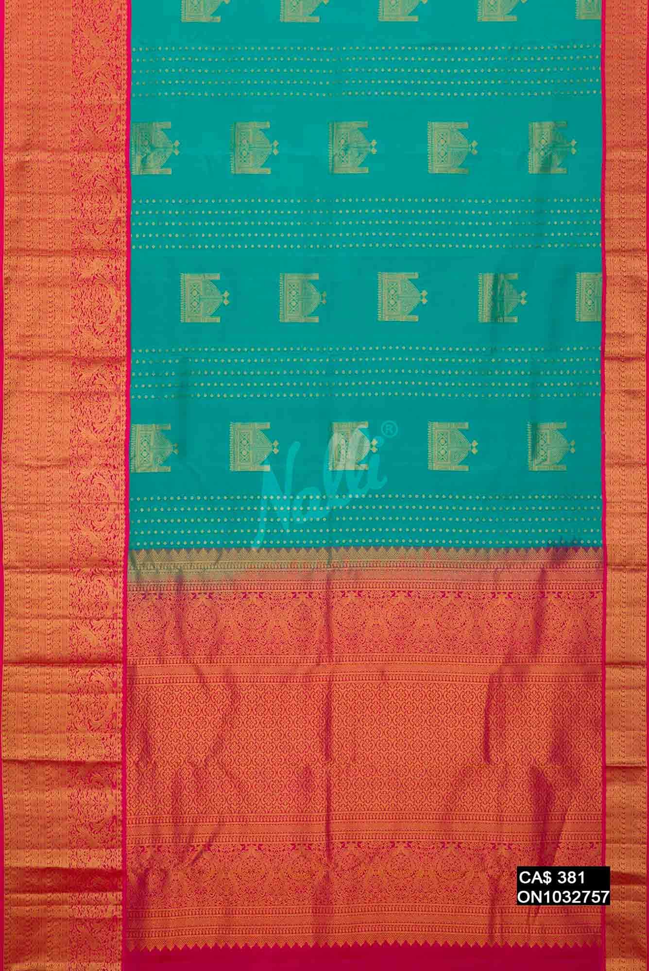 Sea Green Kanchipuram Silk Saree