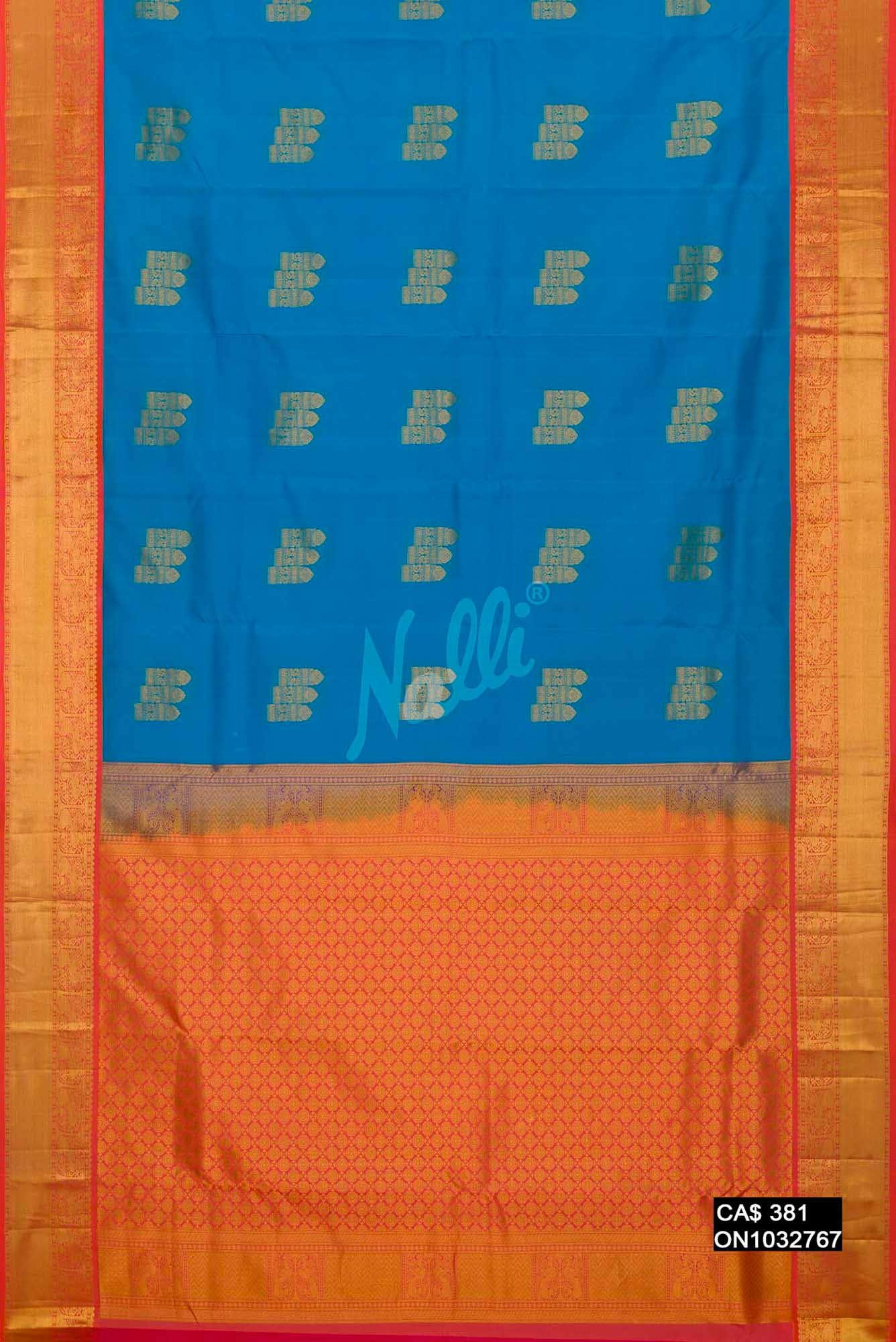Sky Blue Kanchipuram Silk Saree