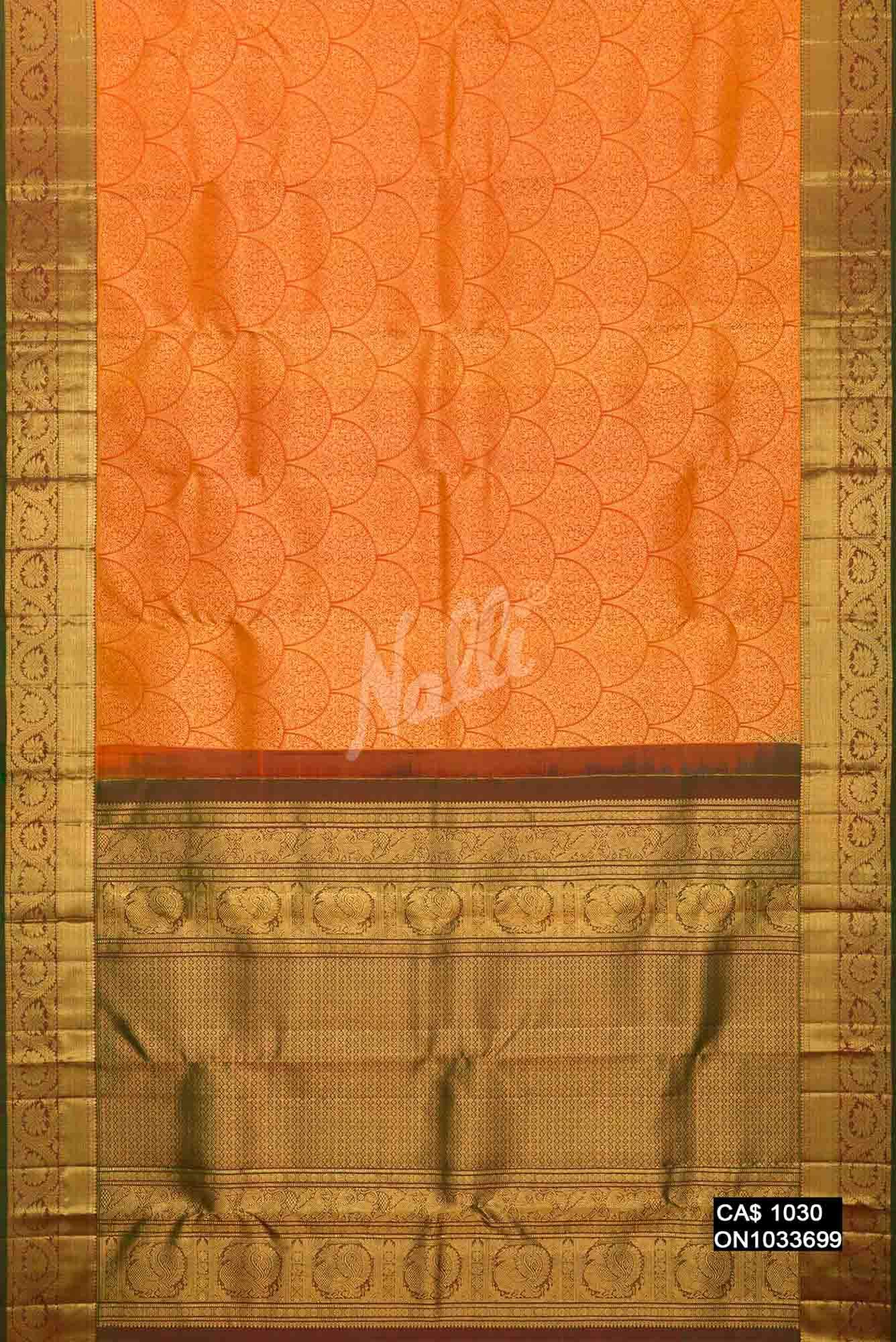 Mustard Kanchipuram Silk Saree