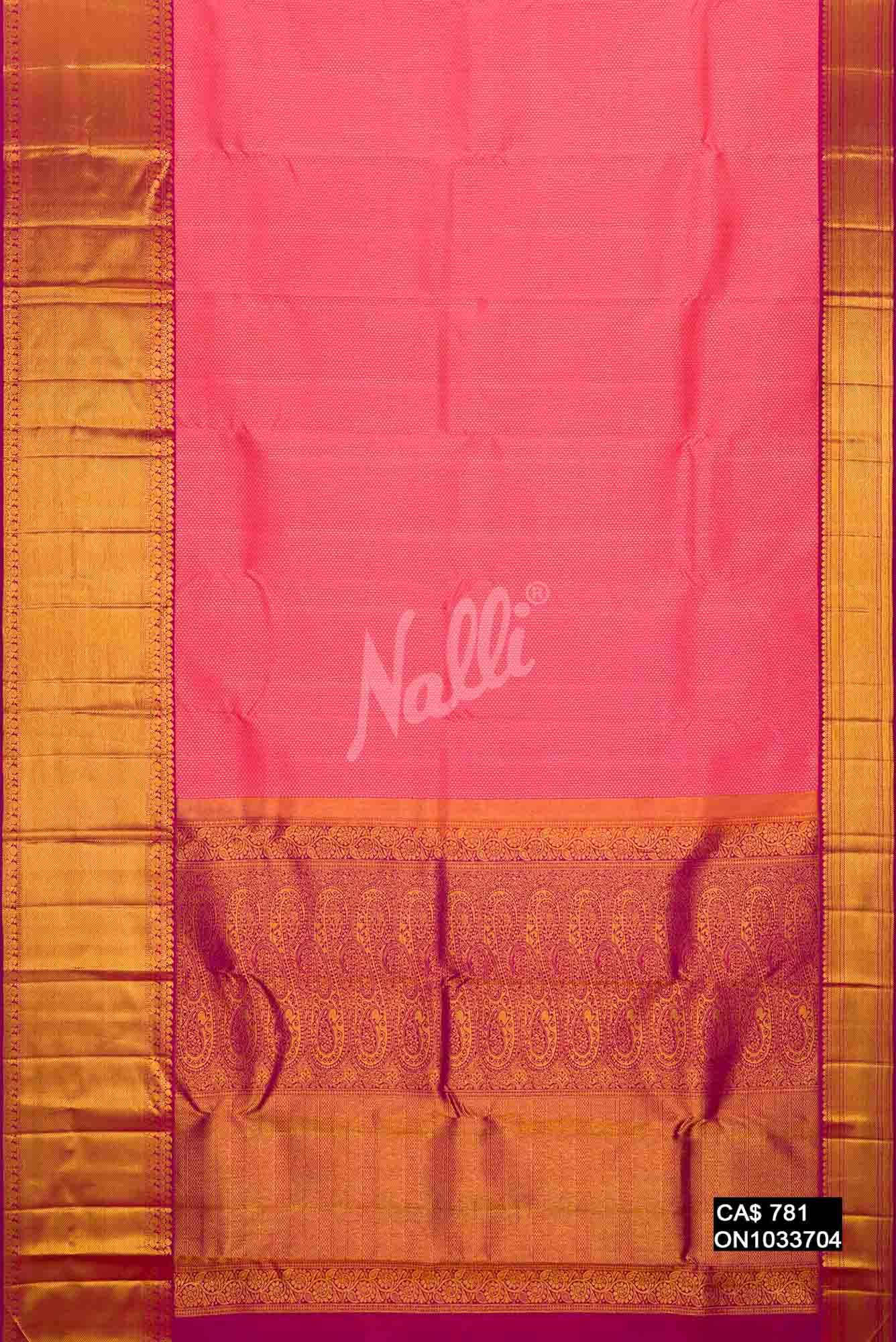 Peach Kanchipuram Silk Saree