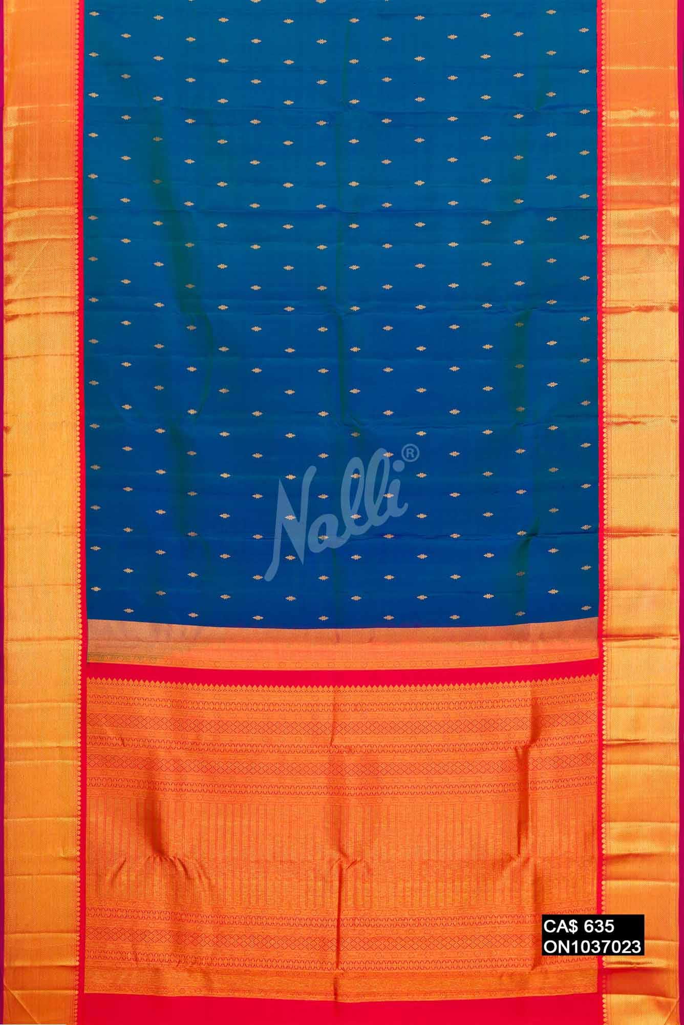 Peacock Blue Kanchipuram Silk Saree