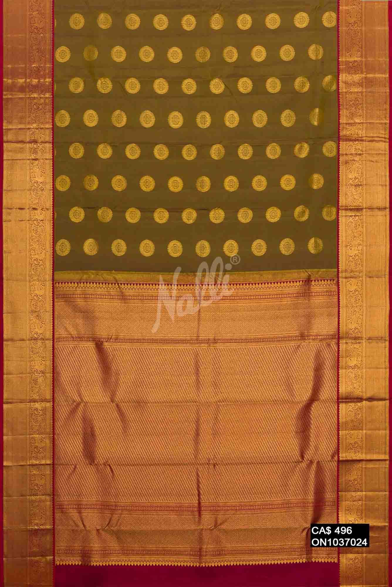 Mehandi Green Kanchipuram Silk Saree
