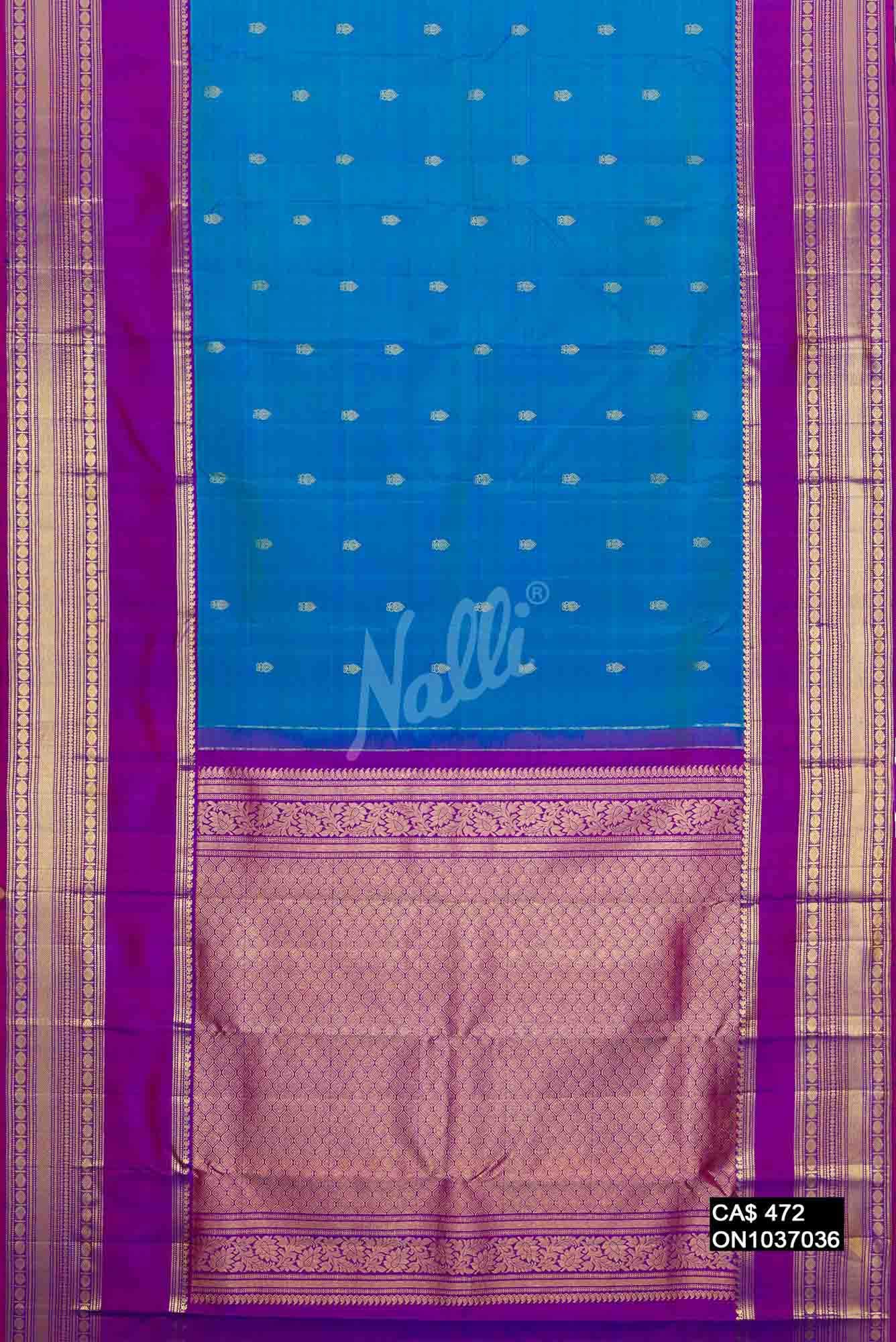 Sky Blue Kanchipuram Silk Saree