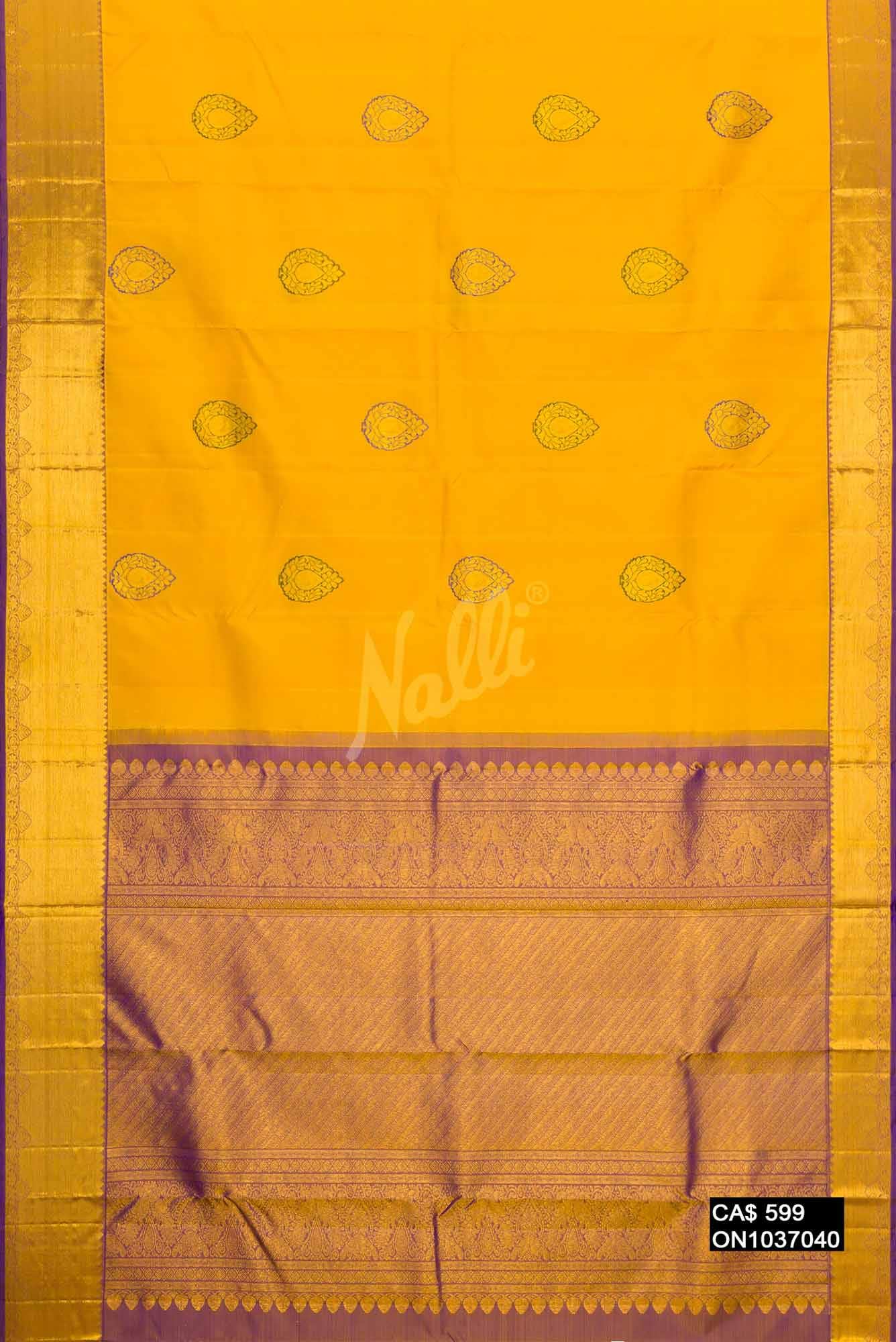 Yellow Kanchipuram Silk Saree