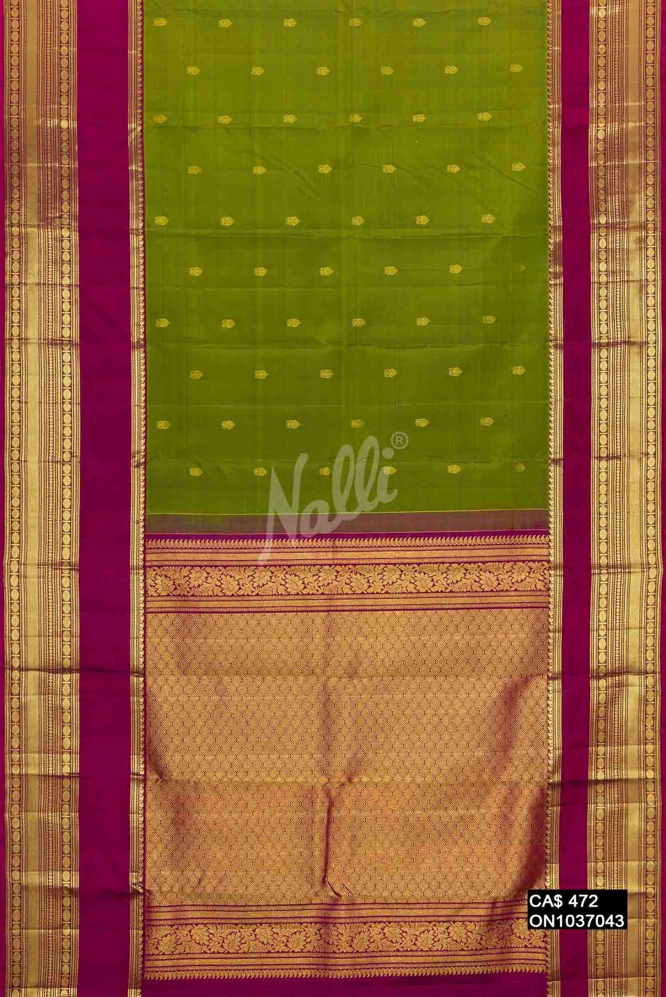Parrot Green Kanchipuram Silk Saree