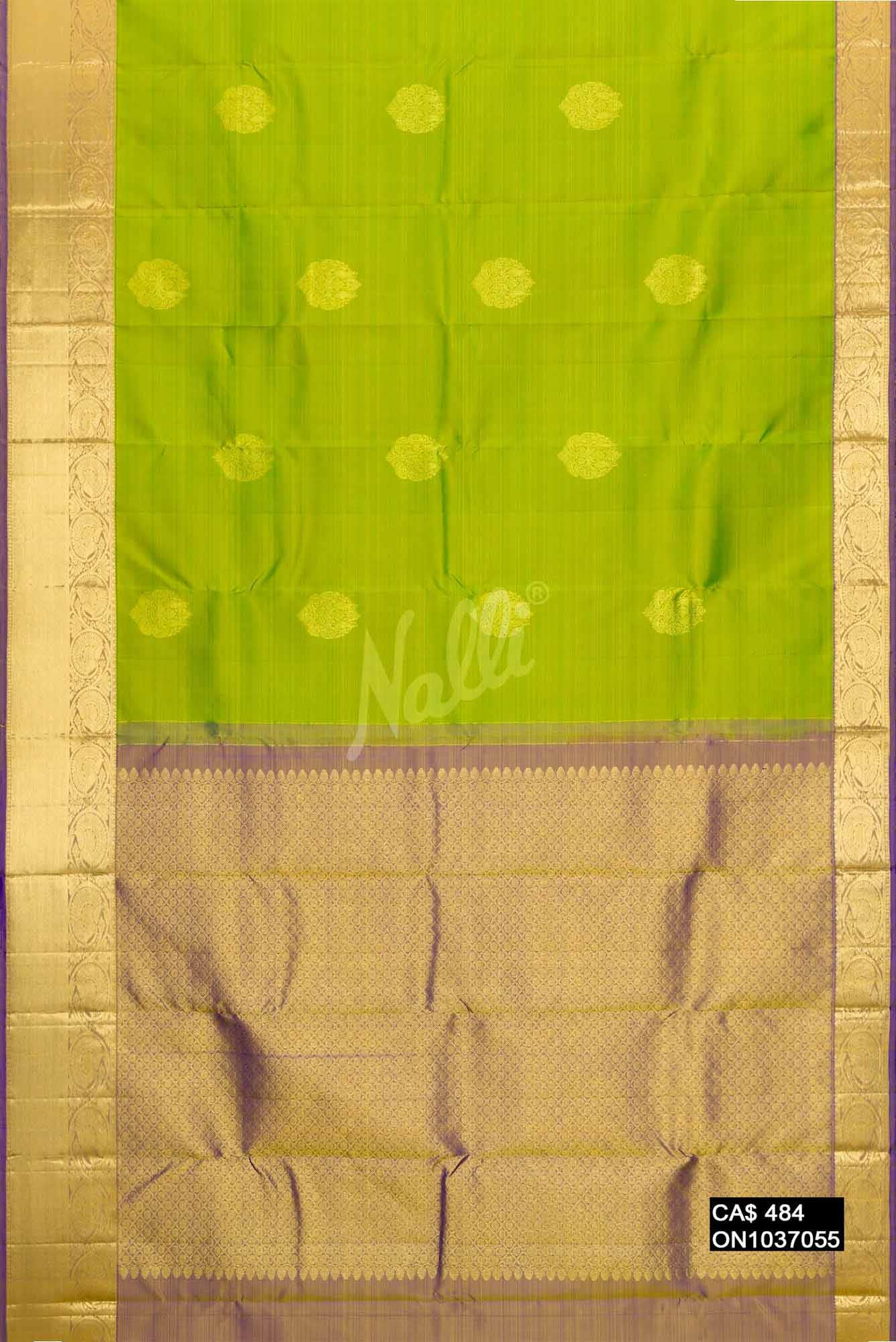 Parrot Green Kanchipuram Silk Saree