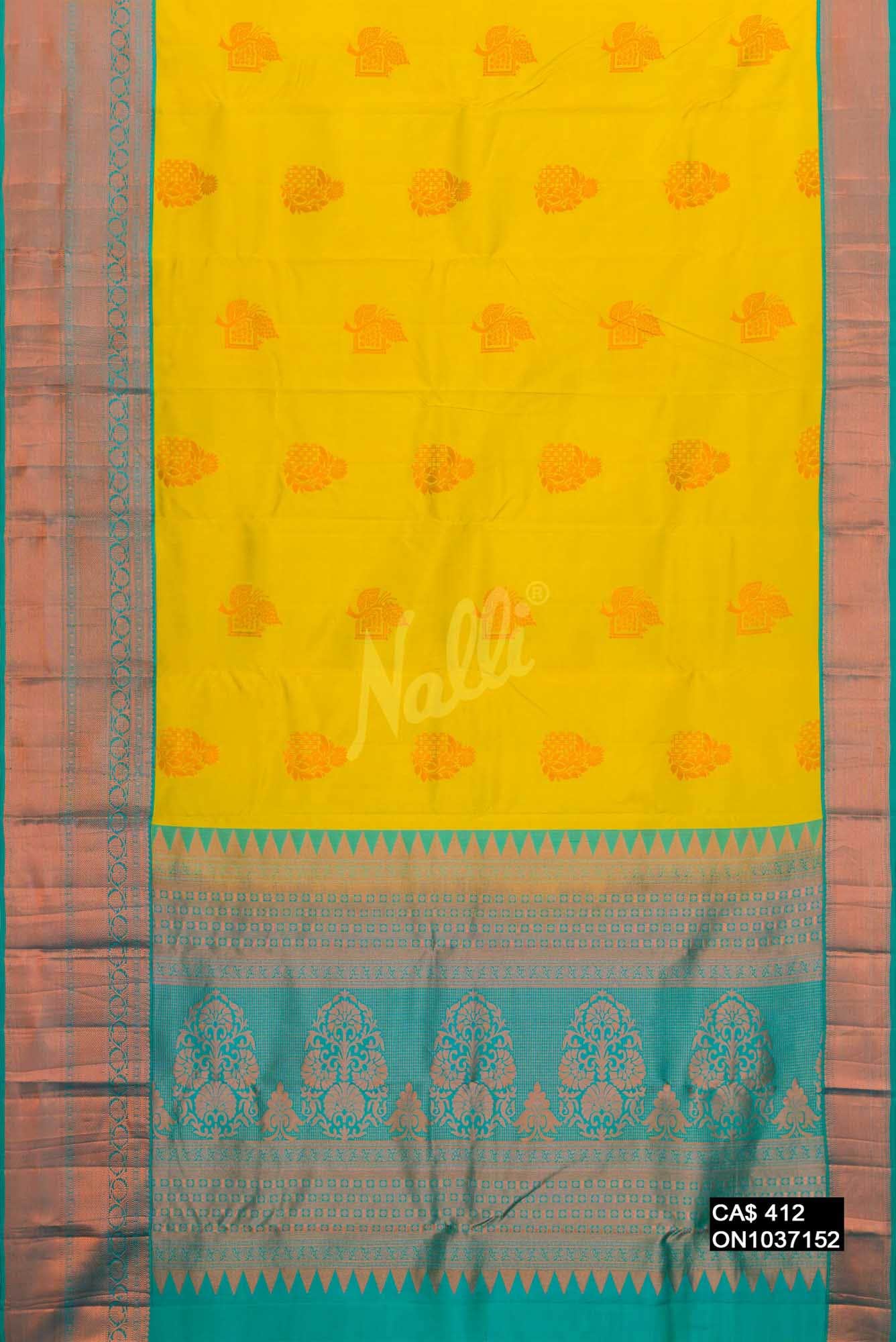 Yellow Kanchipuram Silk Saree