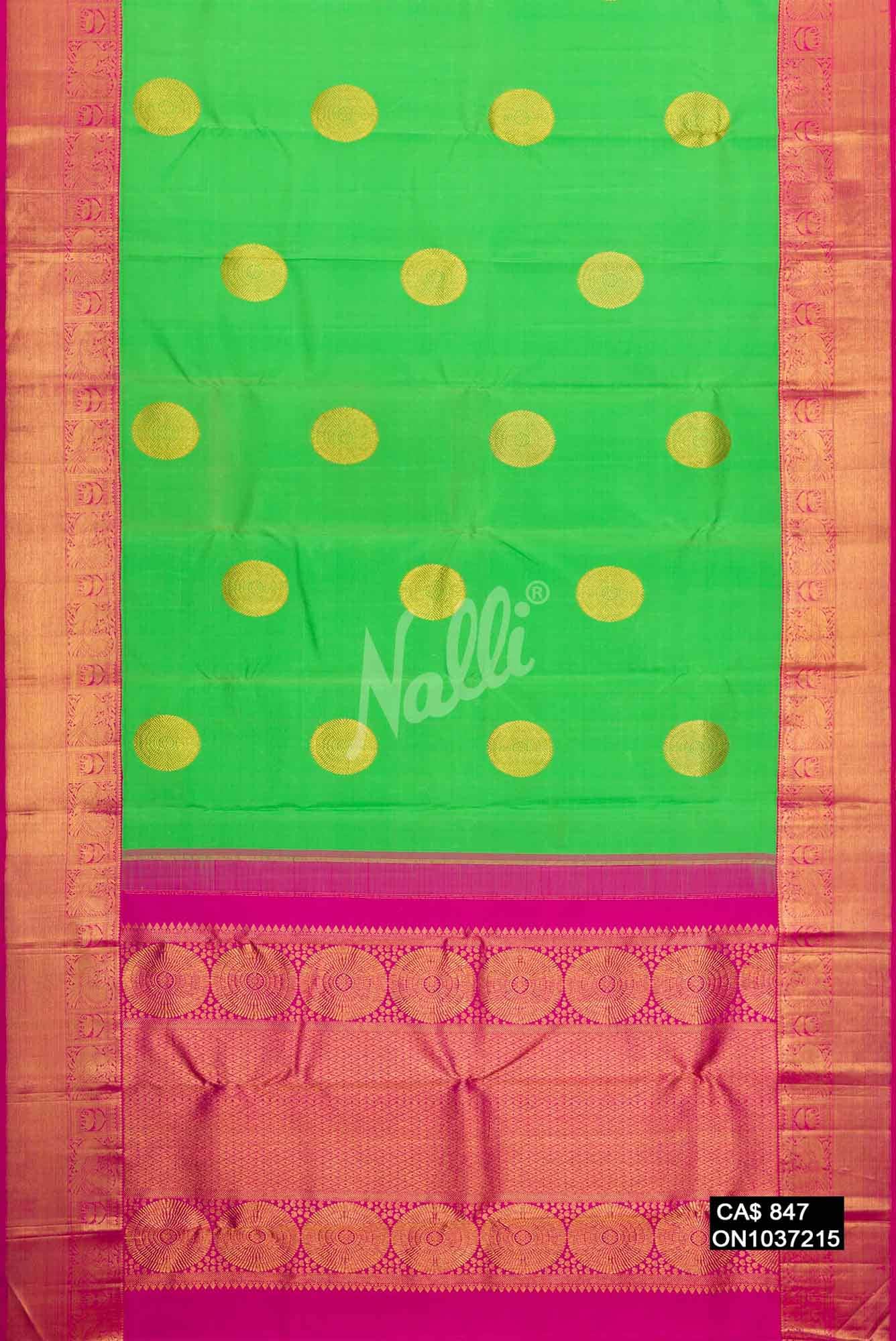 Parrot Green Kanchipuram Silk Saree