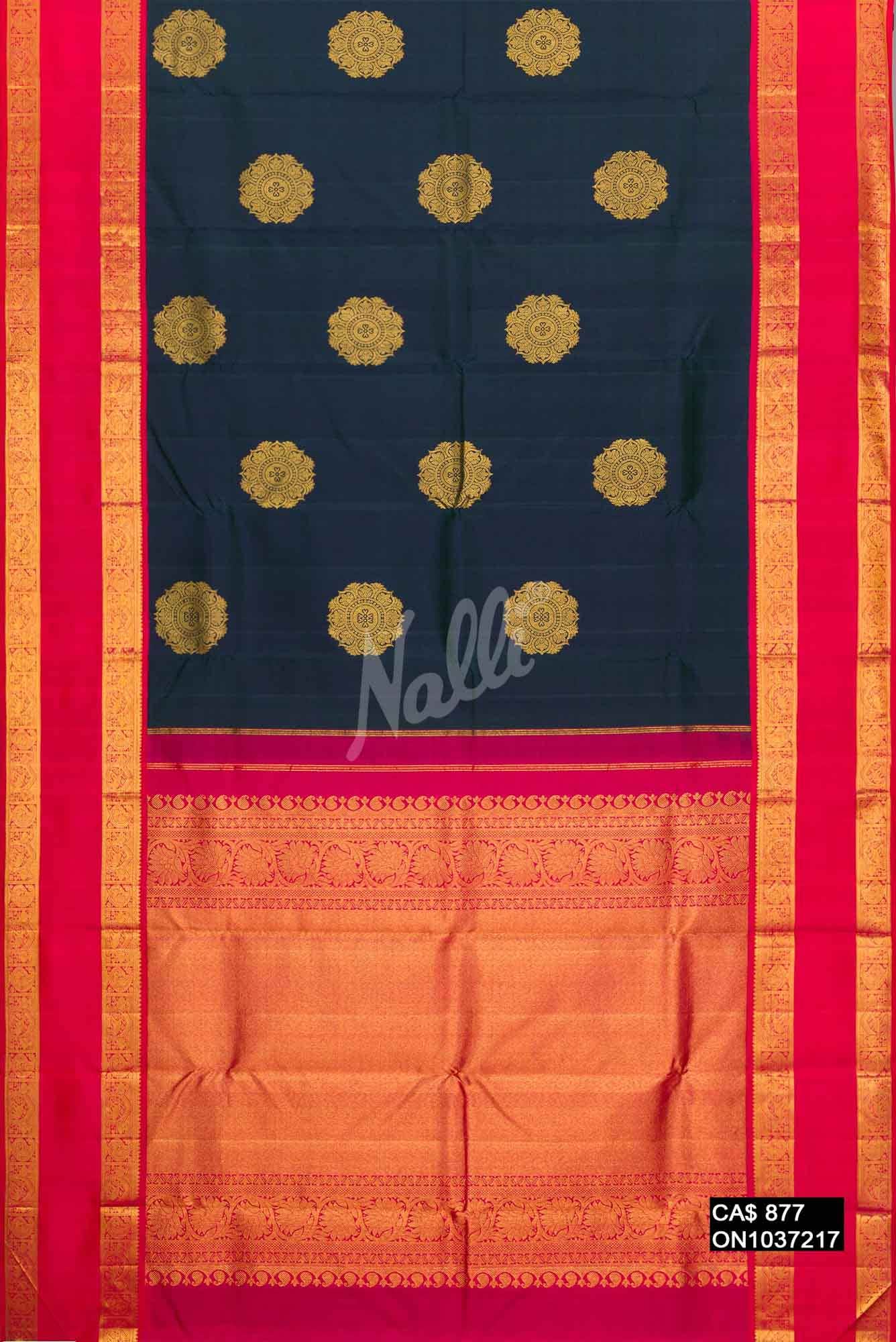Peacock Blue Kanchipuram Silk Saree