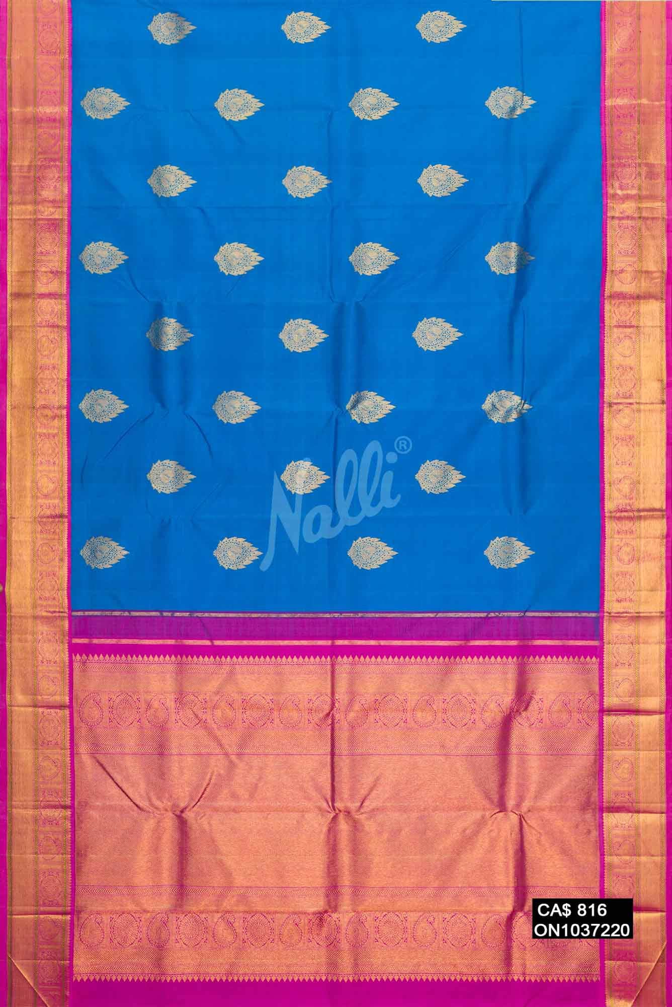Sky Blue Kanchipuram Silk Saree