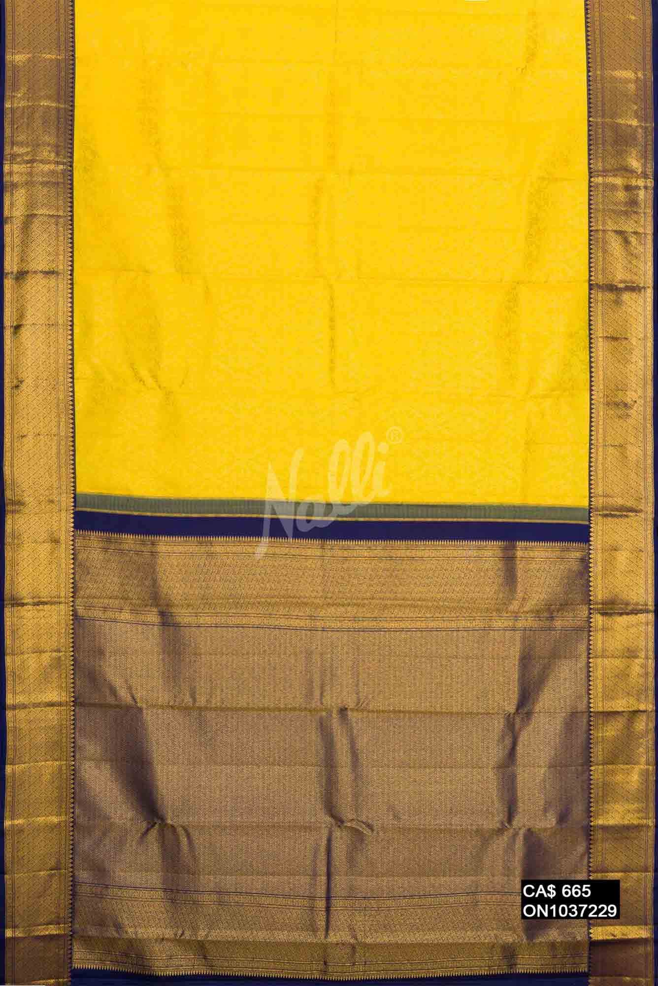 Yellow Kanchipuram Silk Saree