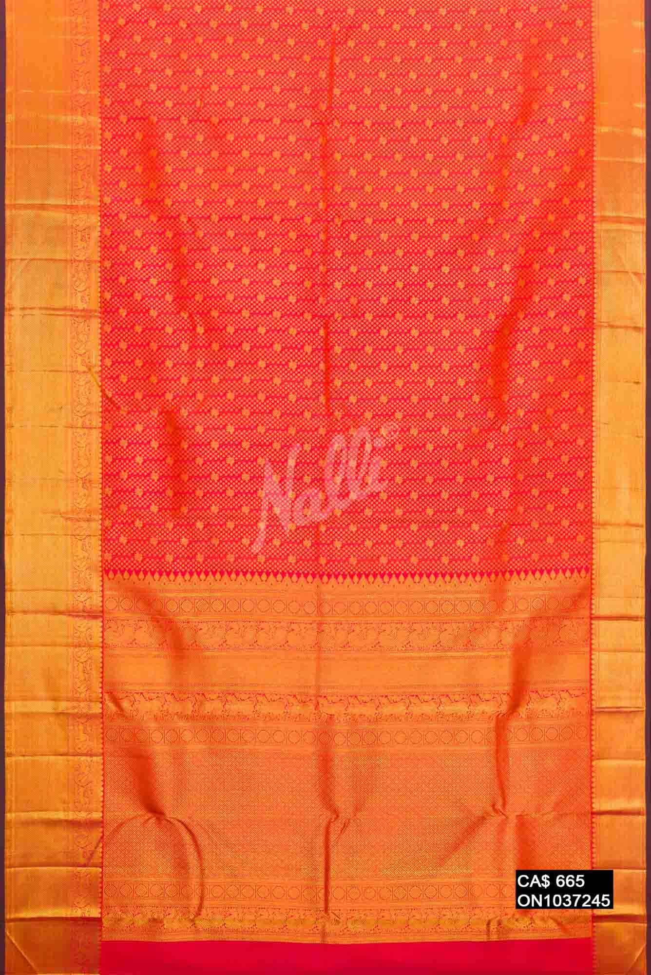 Orange Kanchipuram Silk Saree