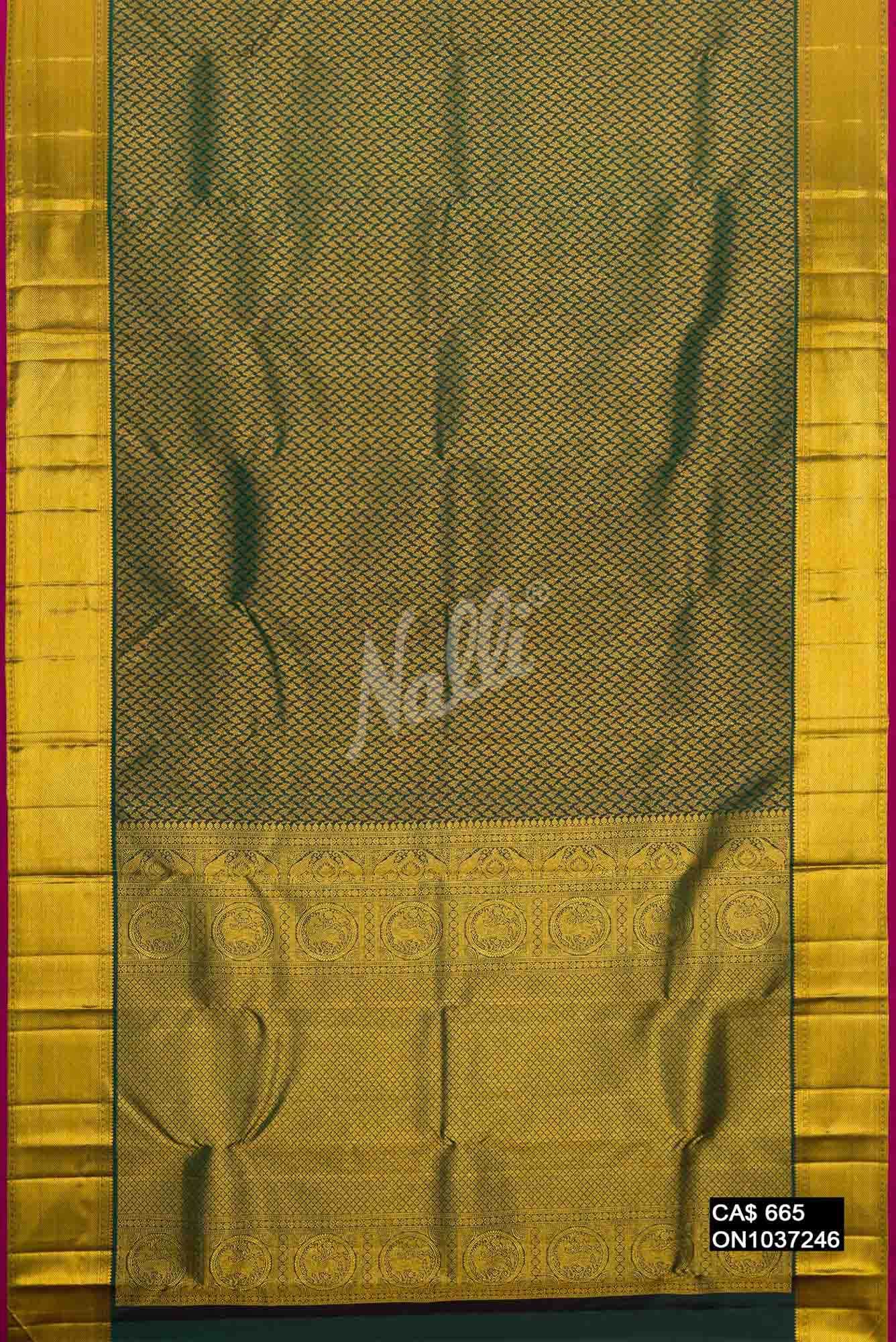 Bottle Green Kanchipuram Silk Saree