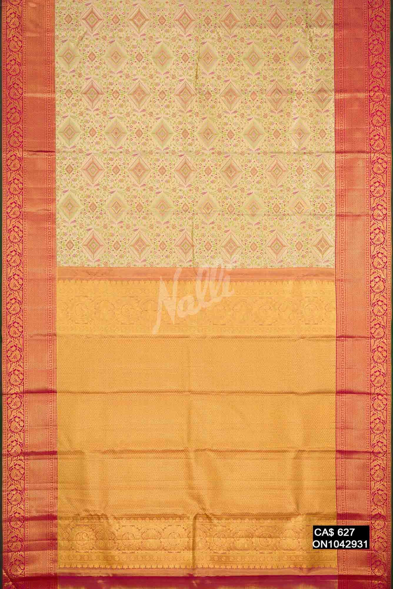 Light Green Kanchipuram Tissue Silk Saree