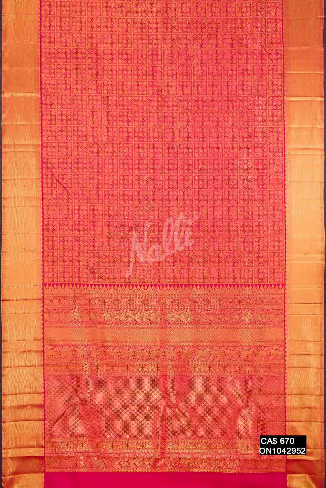Dark Pink Kanchipuram Silk Saree