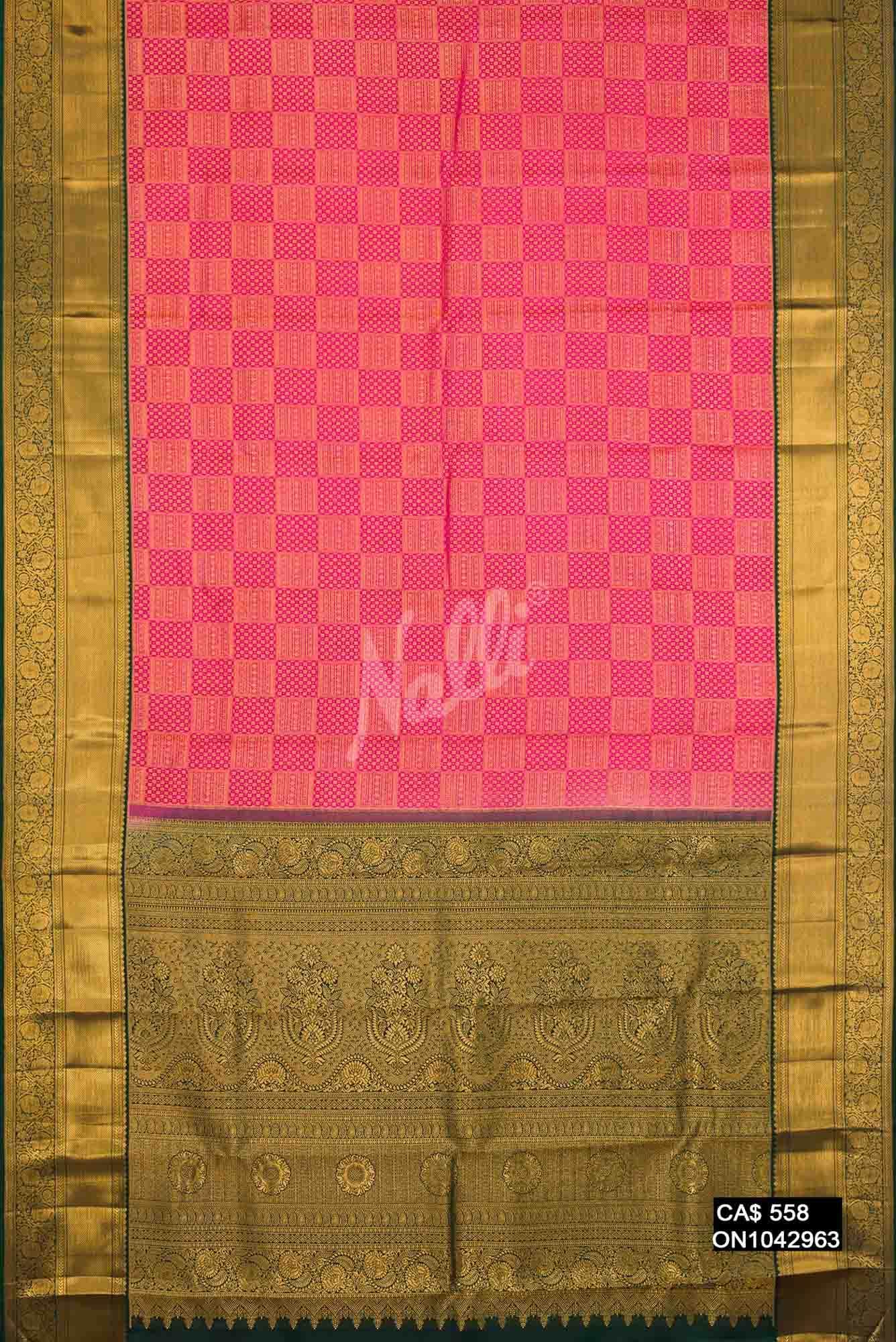 Dark Pink Kanchipuram Silk Saree