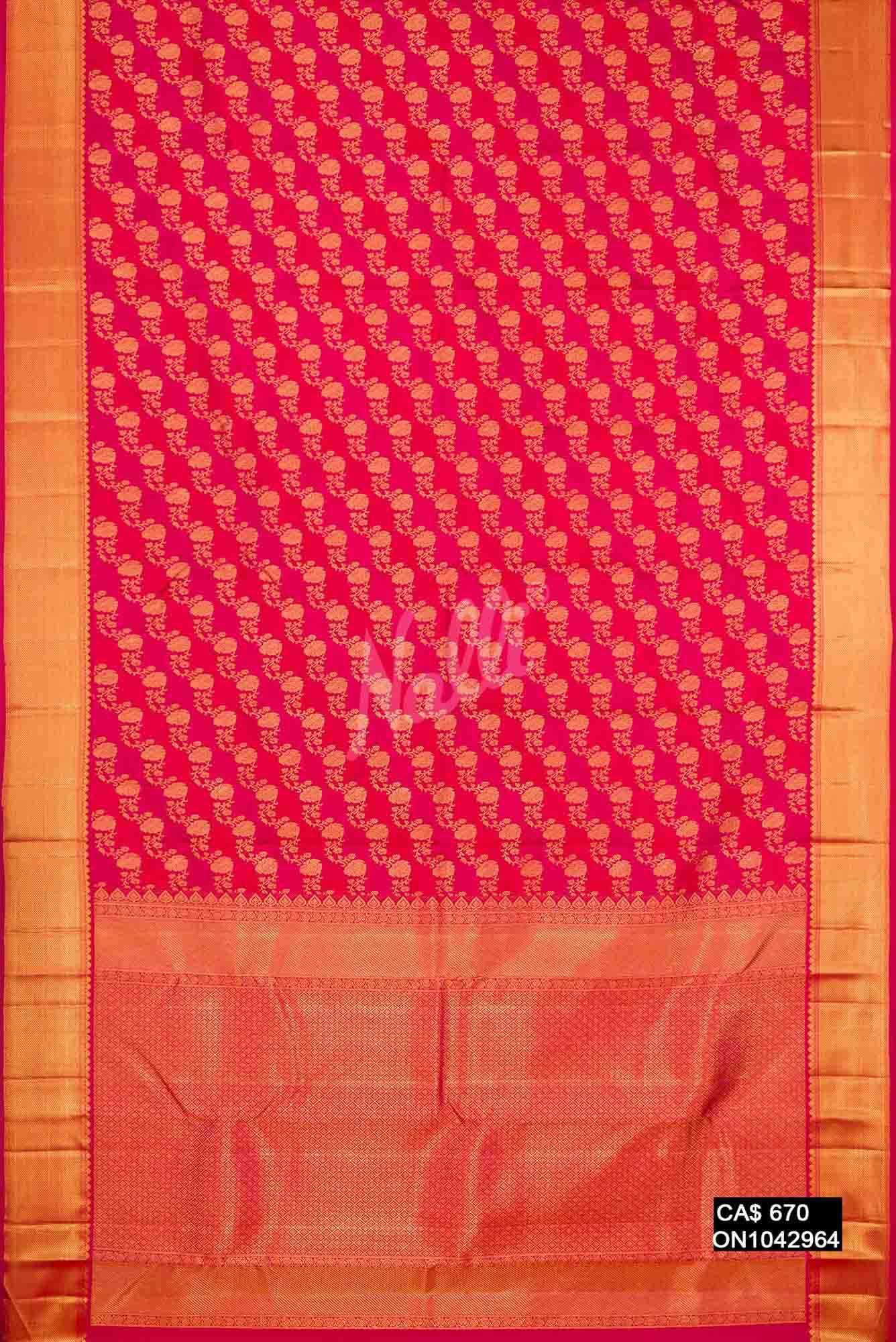 Dark Pink Kanchipuram Silk Saree